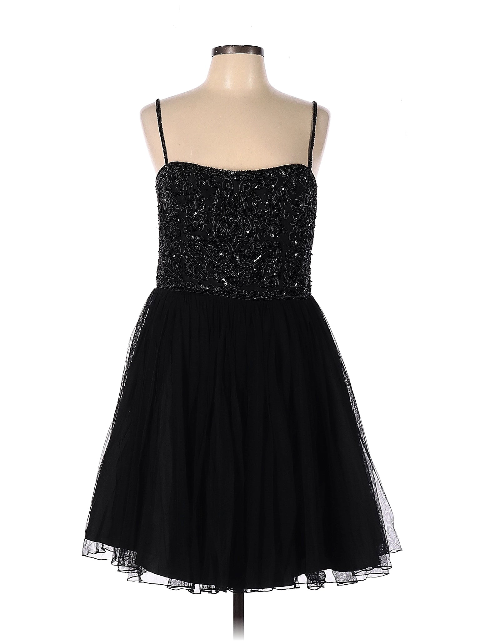 Aidan Mattox 100 Nylon Solid Black Cocktail Dress Size 12 83 Off