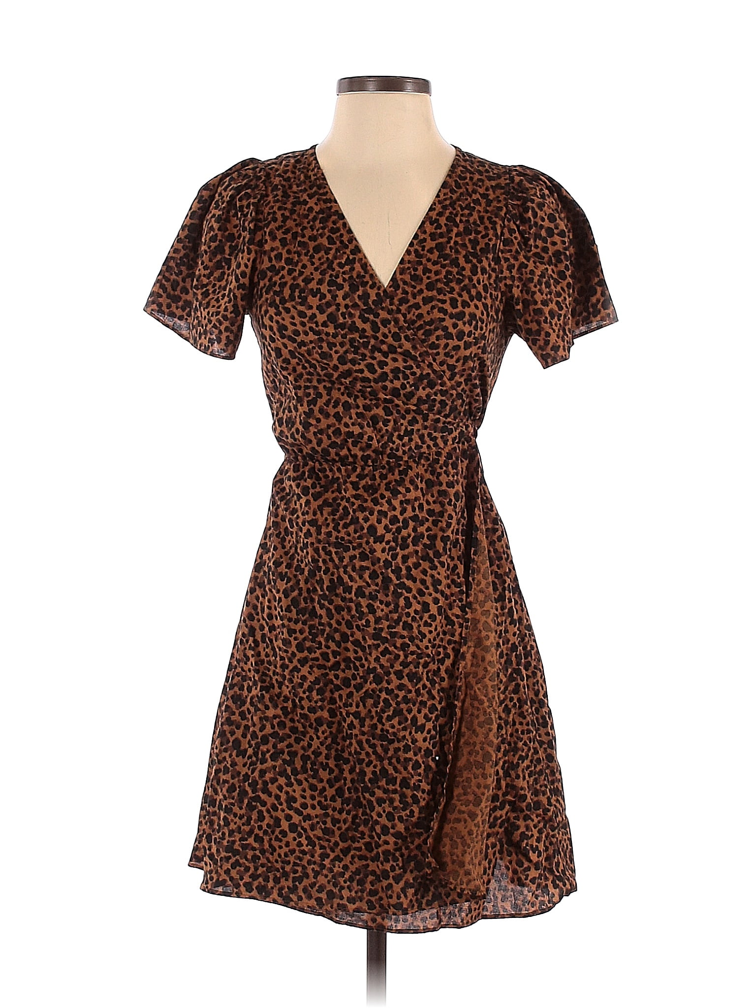 Madewell Cotton Leopard Print Brown Casual Dress Size S Off