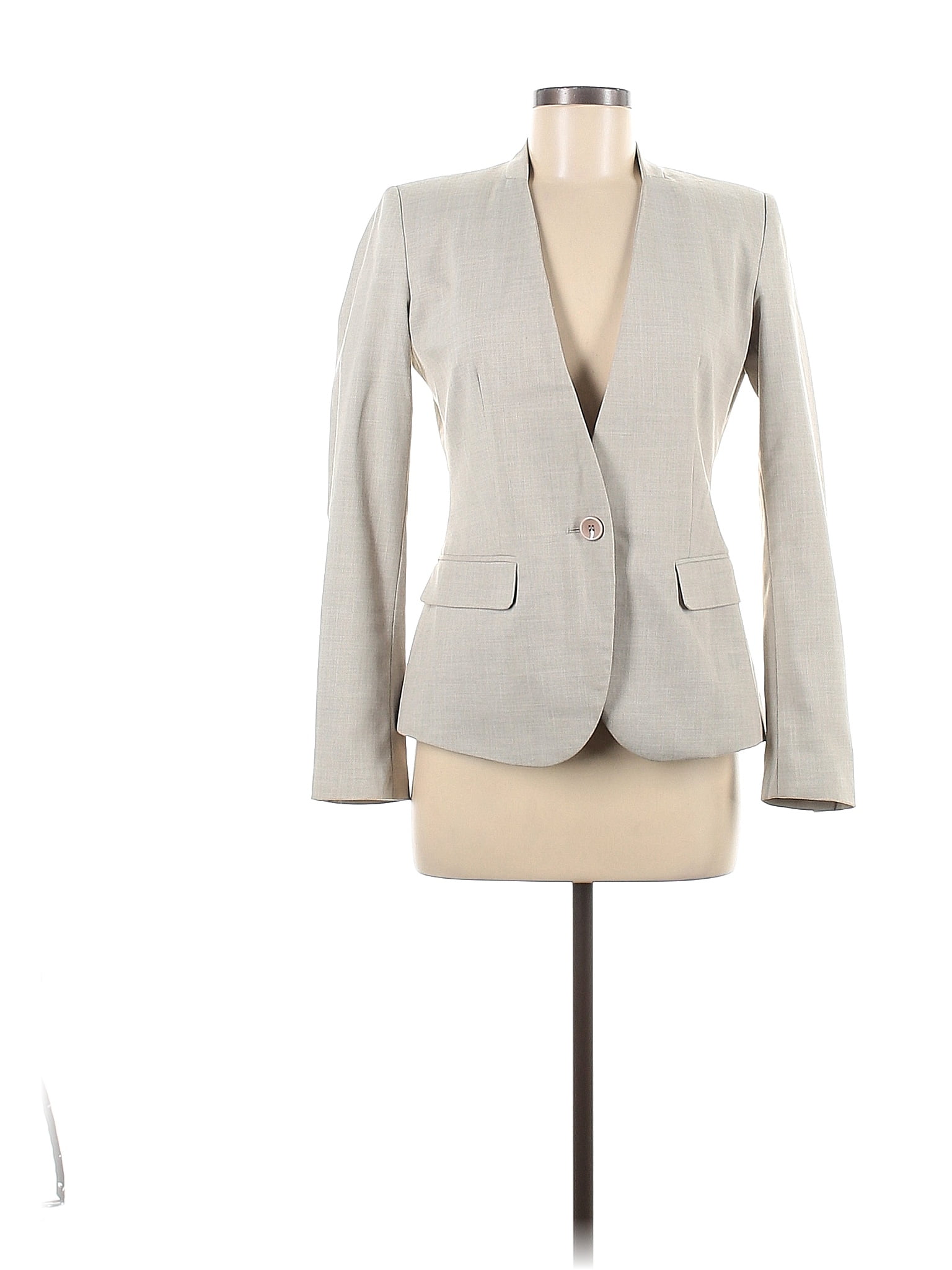 Zara Basic Solid Gray Blazer Size 6 55 Off ThredUP