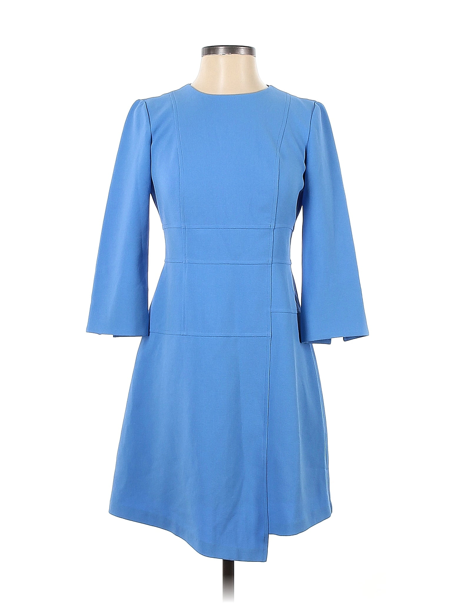 Vince Camuto Solid Blue Casual Dress Size 4 Petite 61 Off ThredUP