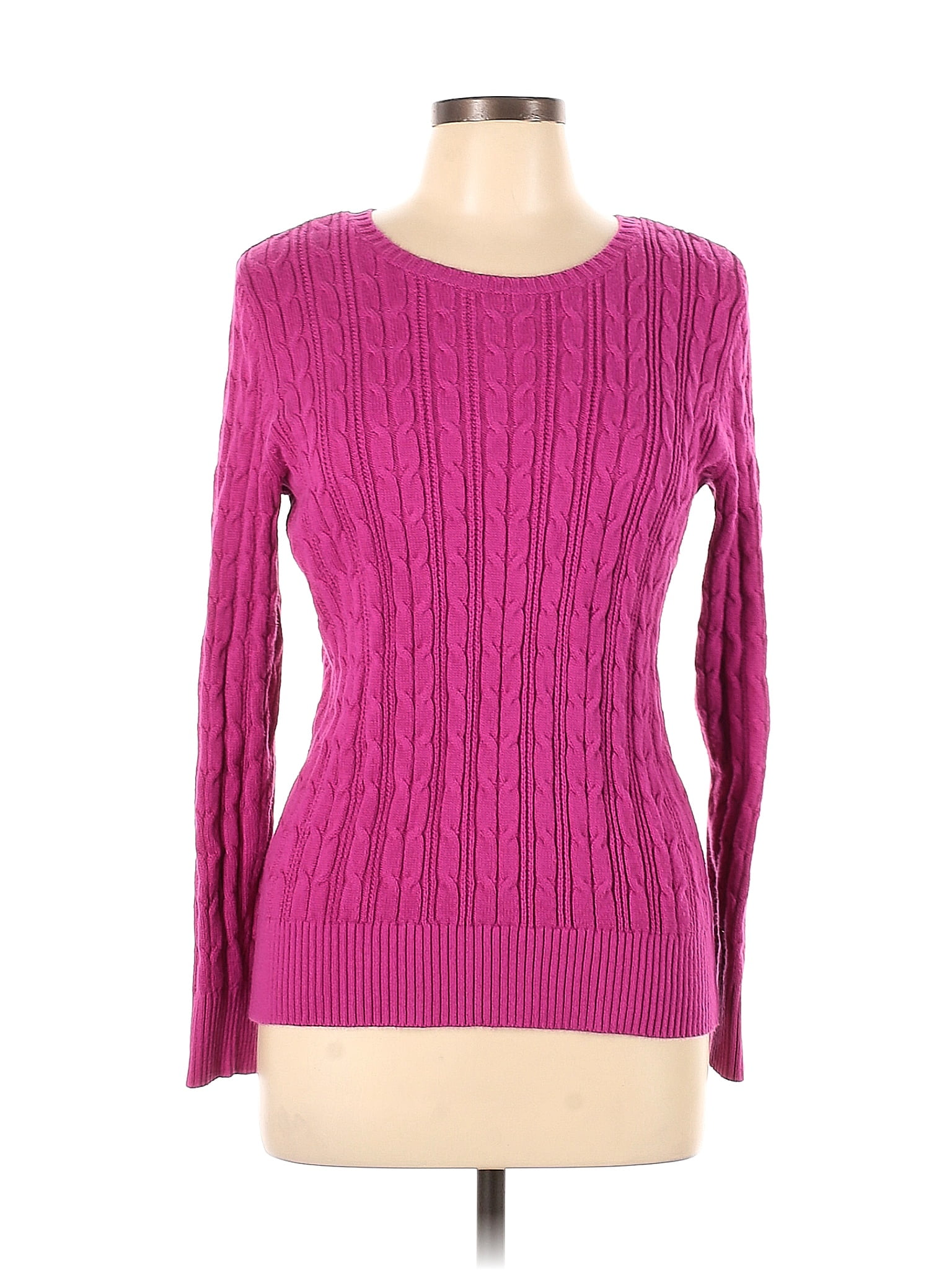 St John S Bay Color Block Solid Pink Purple Pullover Sweater Size L