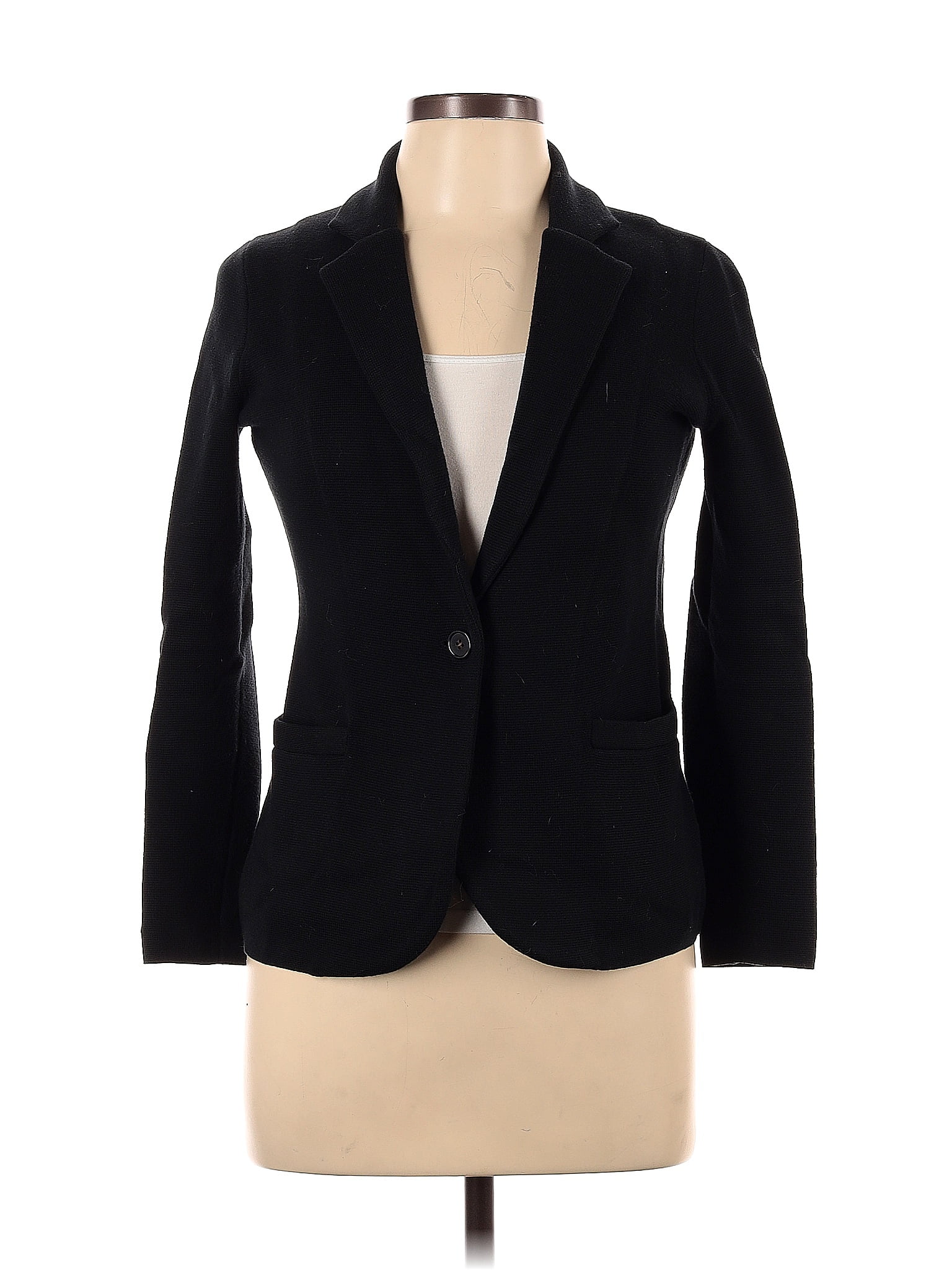 J Crew Factory Store Cotton Solid Black Blazer Size Xs Petite