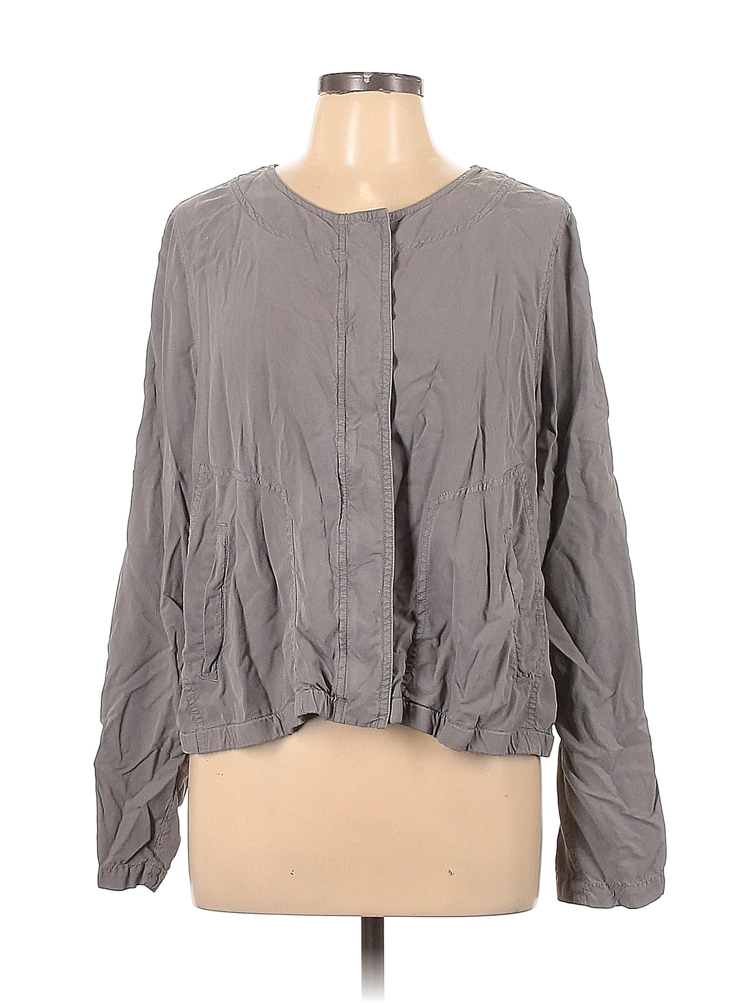 J Jill Silk Solid Gray Jacket Size L Off Thredup