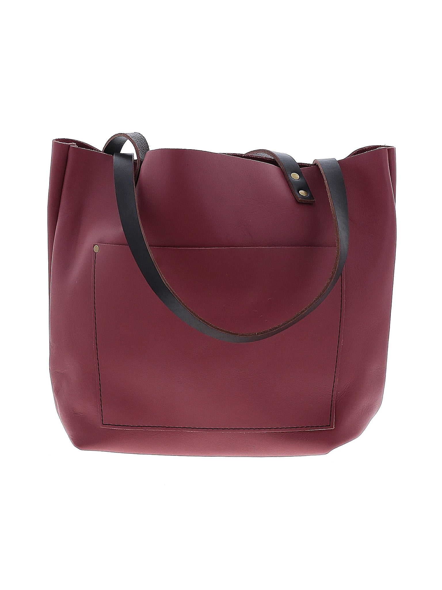 Portland Leather Goods Leather Solid Maroon Burgundy Leather Tote