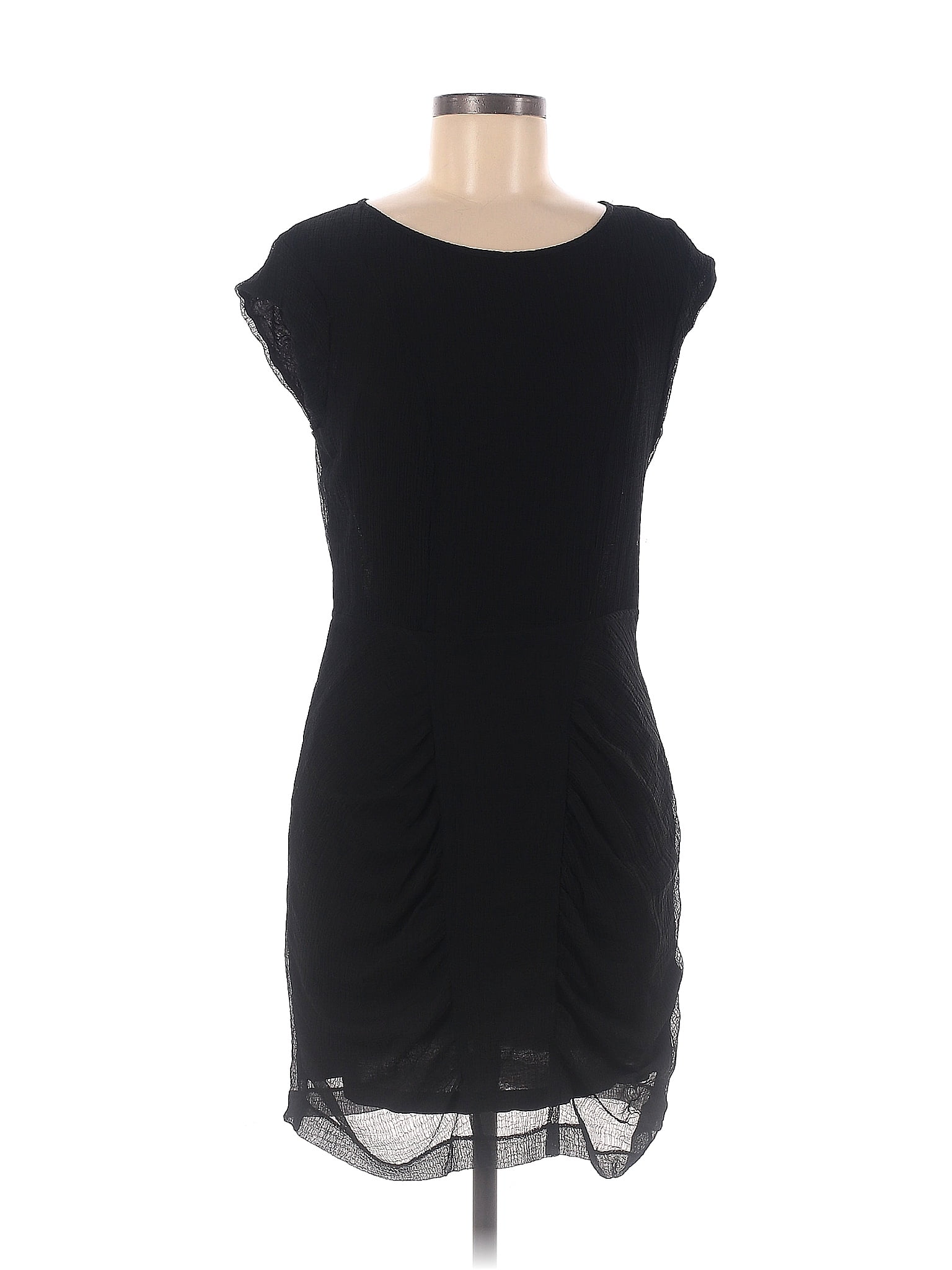 Silence And Noise 100 Polyester Solid Black Casual Dress Size 8 58