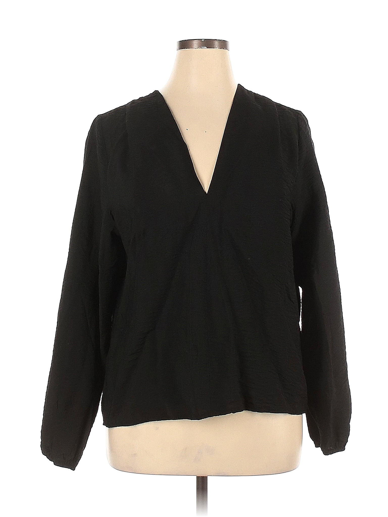 Self Contrast Black Long Sleeve Blouse Size XL 82 Off ThredUP