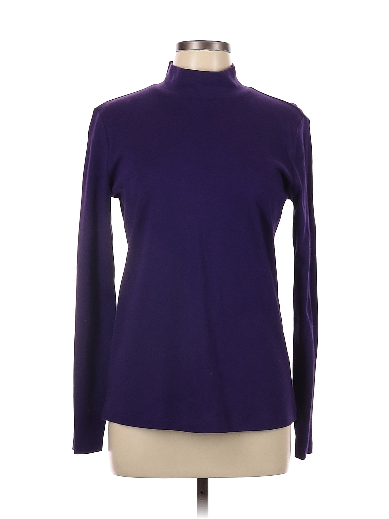 St John S Bay 100 Cotton Purple Long Sleeve Turtleneck Size L 60