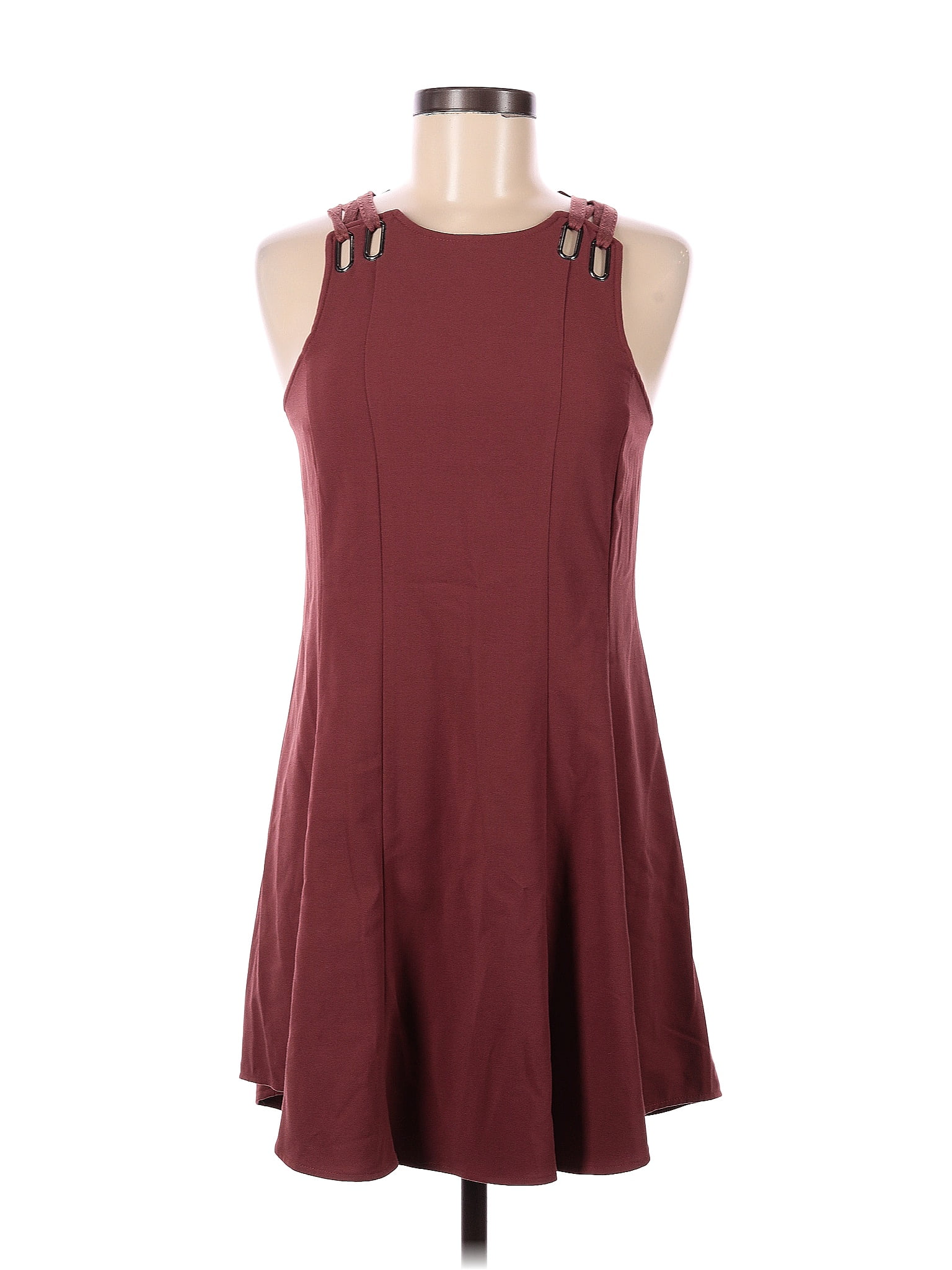 Free People Solid Maroon Burgundy Casual Dress Size Xs Off Thredup