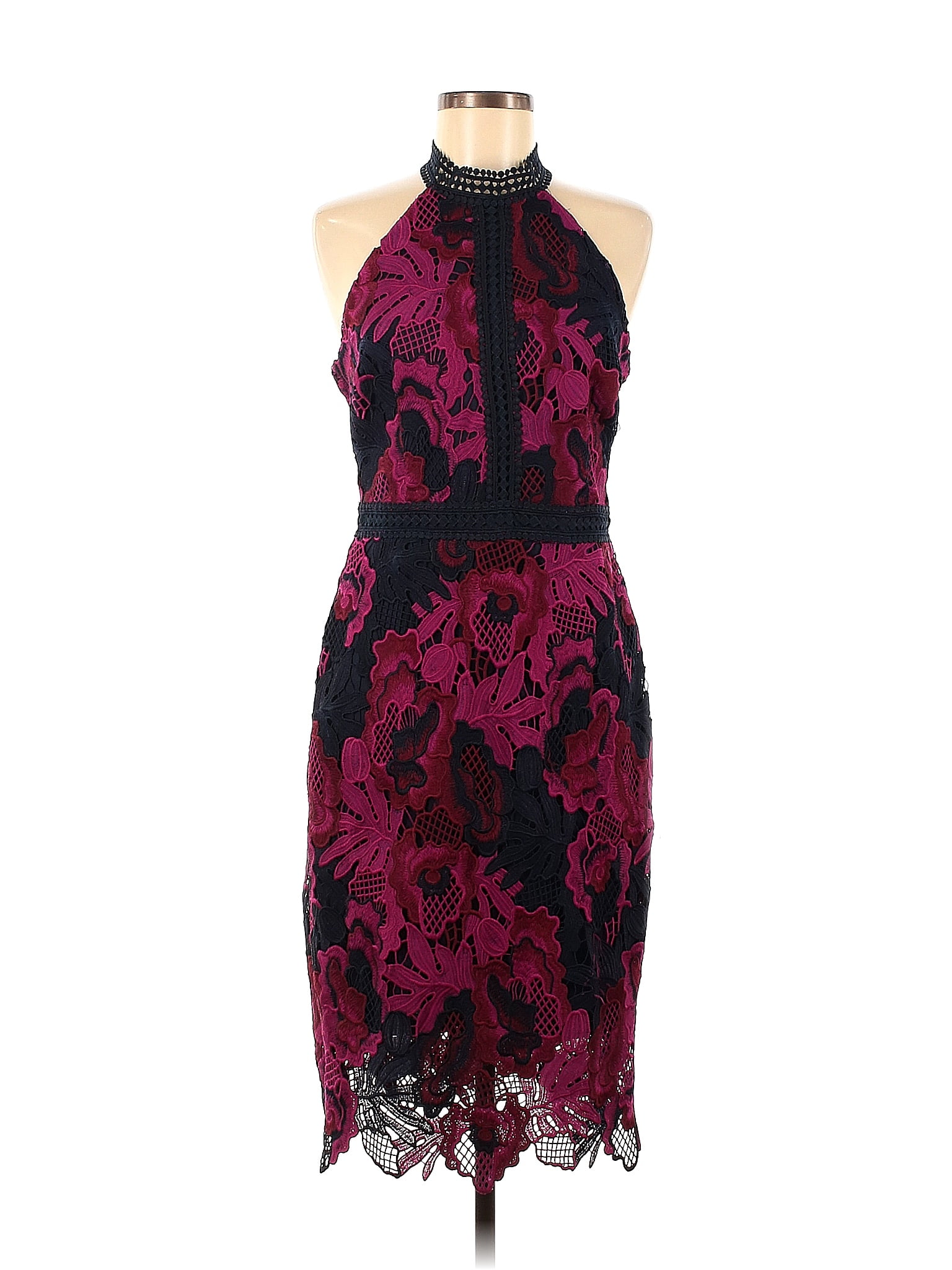 Alexia Admor Polyester Multi Color Burgundy Cocktail Dress Size