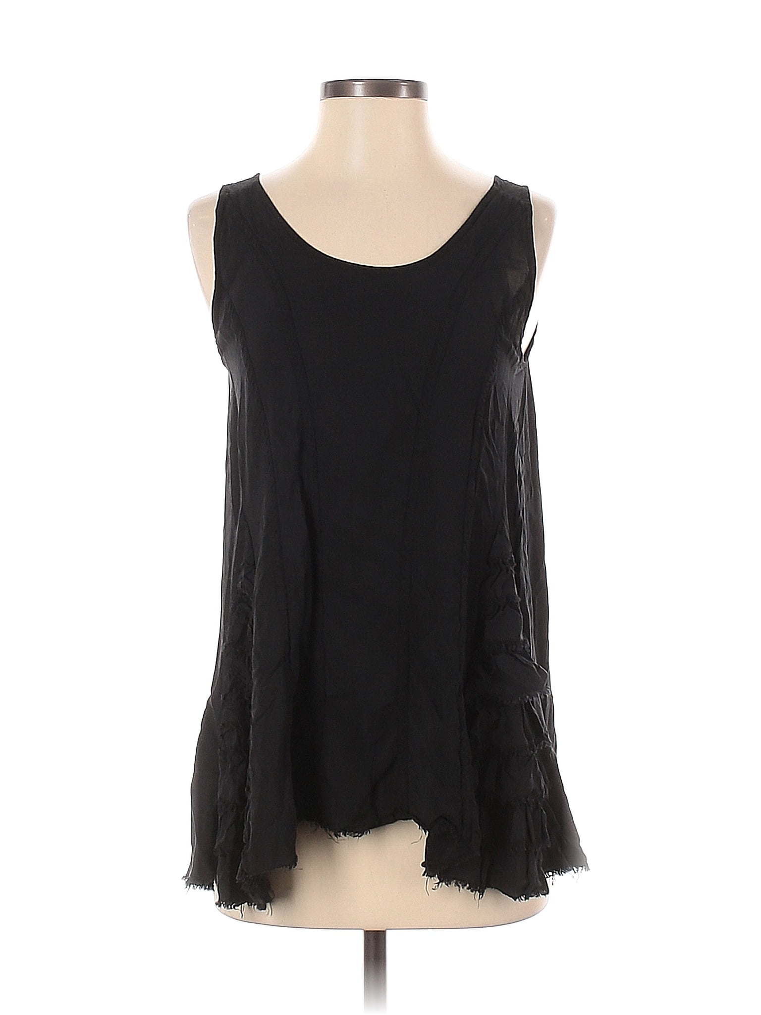 Intimately By Free People 100 Rayon Solid Black Sleeveless Blouse Size