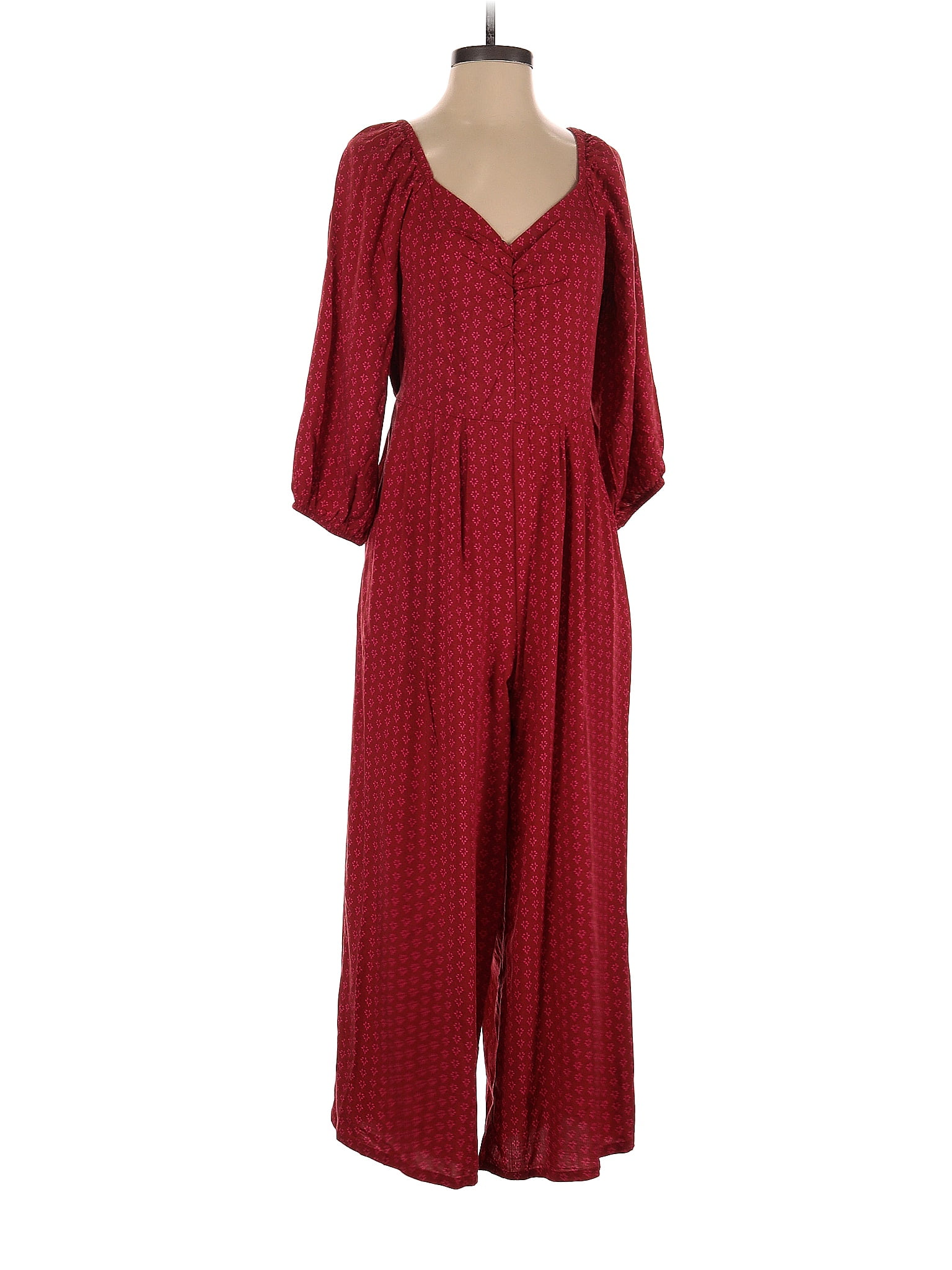 Knox Rose Rayon Burgundy Jumpsuit Size S Off Thredup