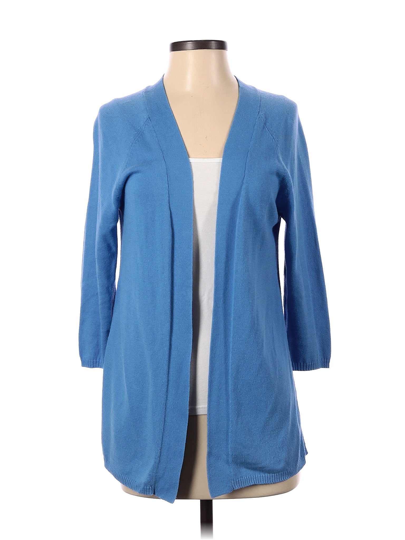 Talbots Color Block Solid Blue White Cardigan Size S Petite 79 Off