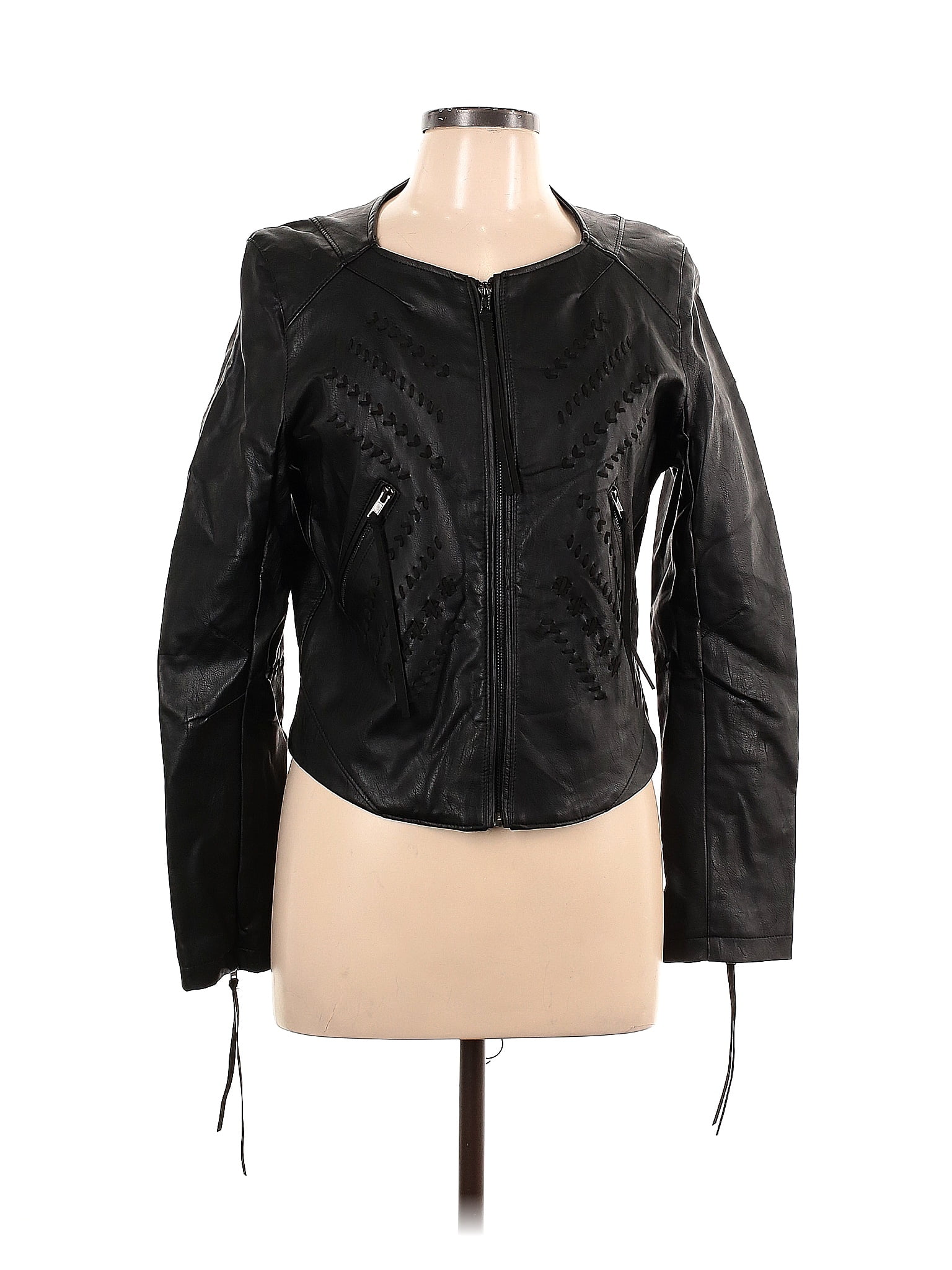 Blank NYC Solid Black Faux Leather Jacket Size L 70 Off ThredUp