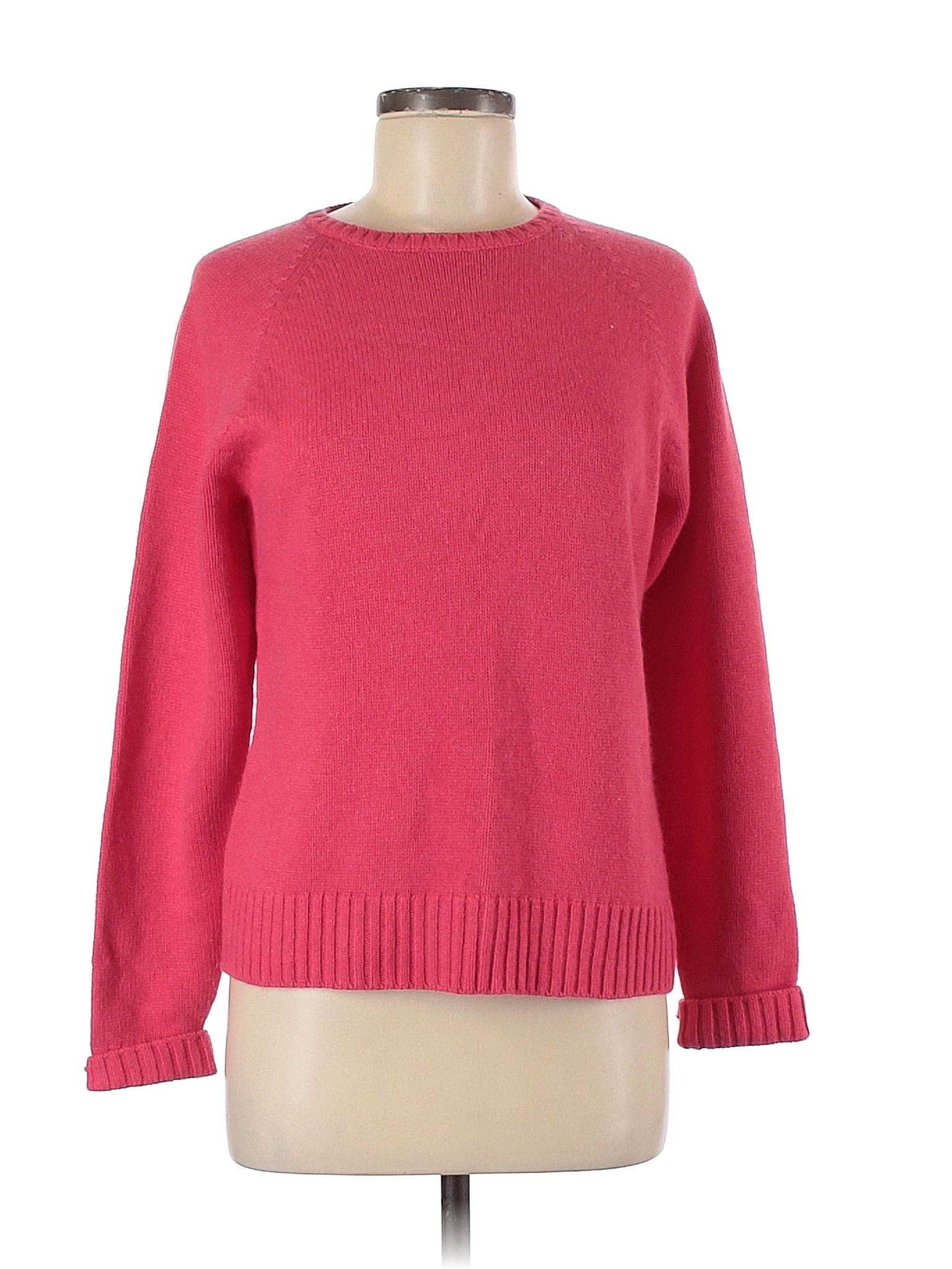 Lands End Color Block Solid Pink Pullover Sweater Size M Off