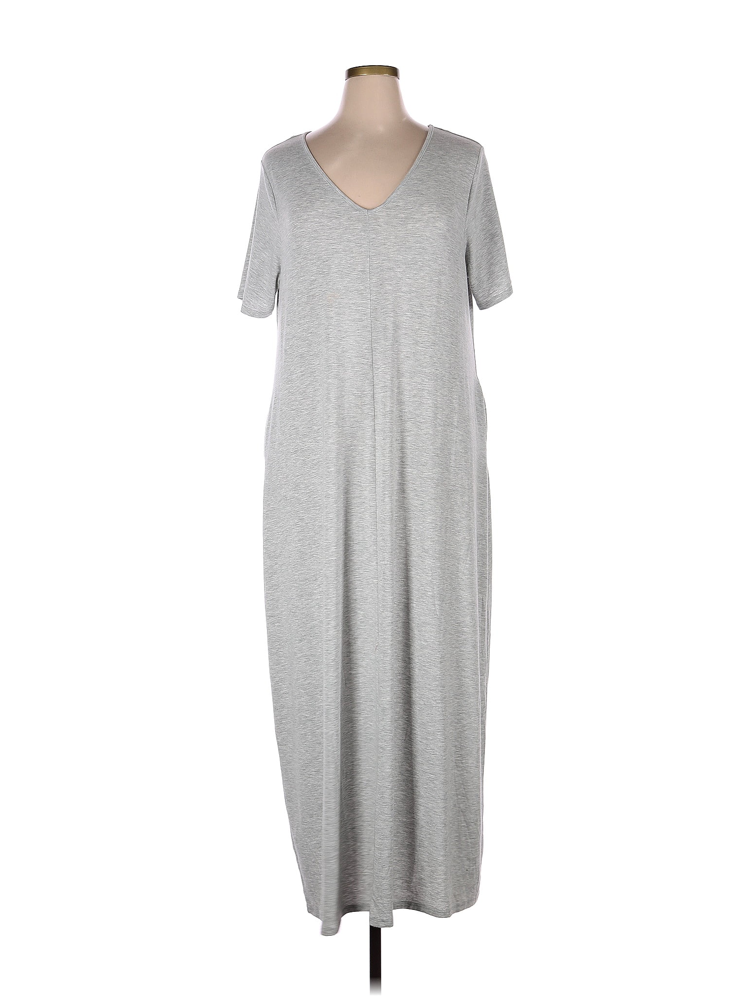 Zenana Premium Solid Gray Casual Dress Size 1X Plus 36 Off ThredUP