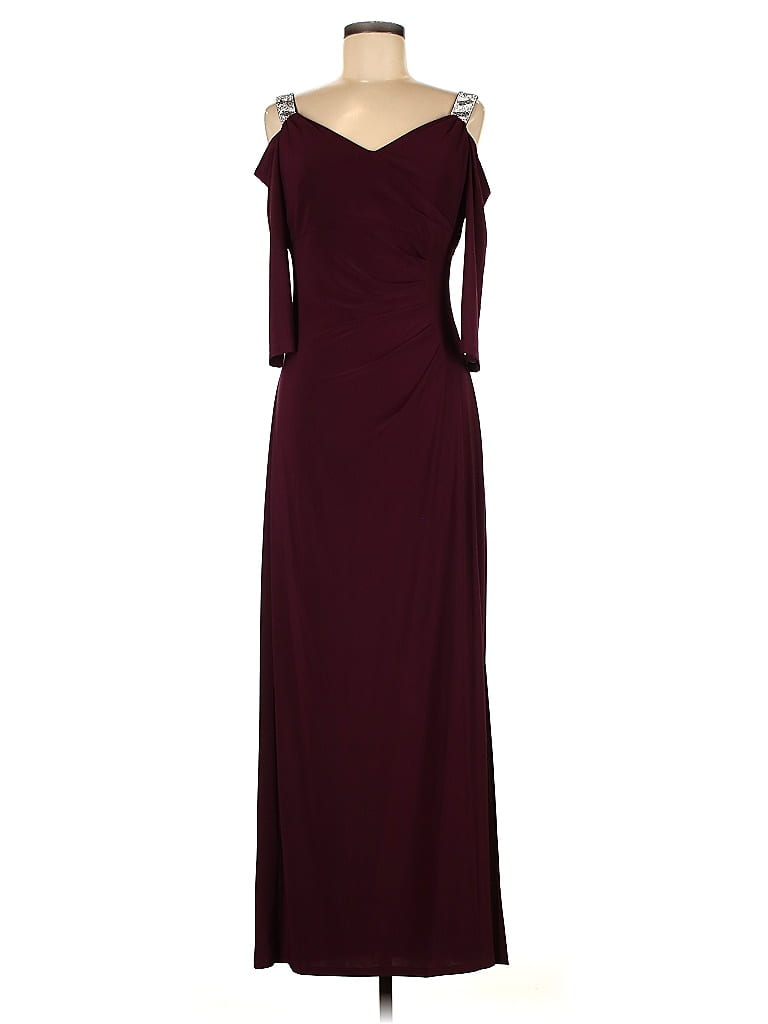 R M Richards Solid Maroon Burgundy Cocktail Dress Size Off