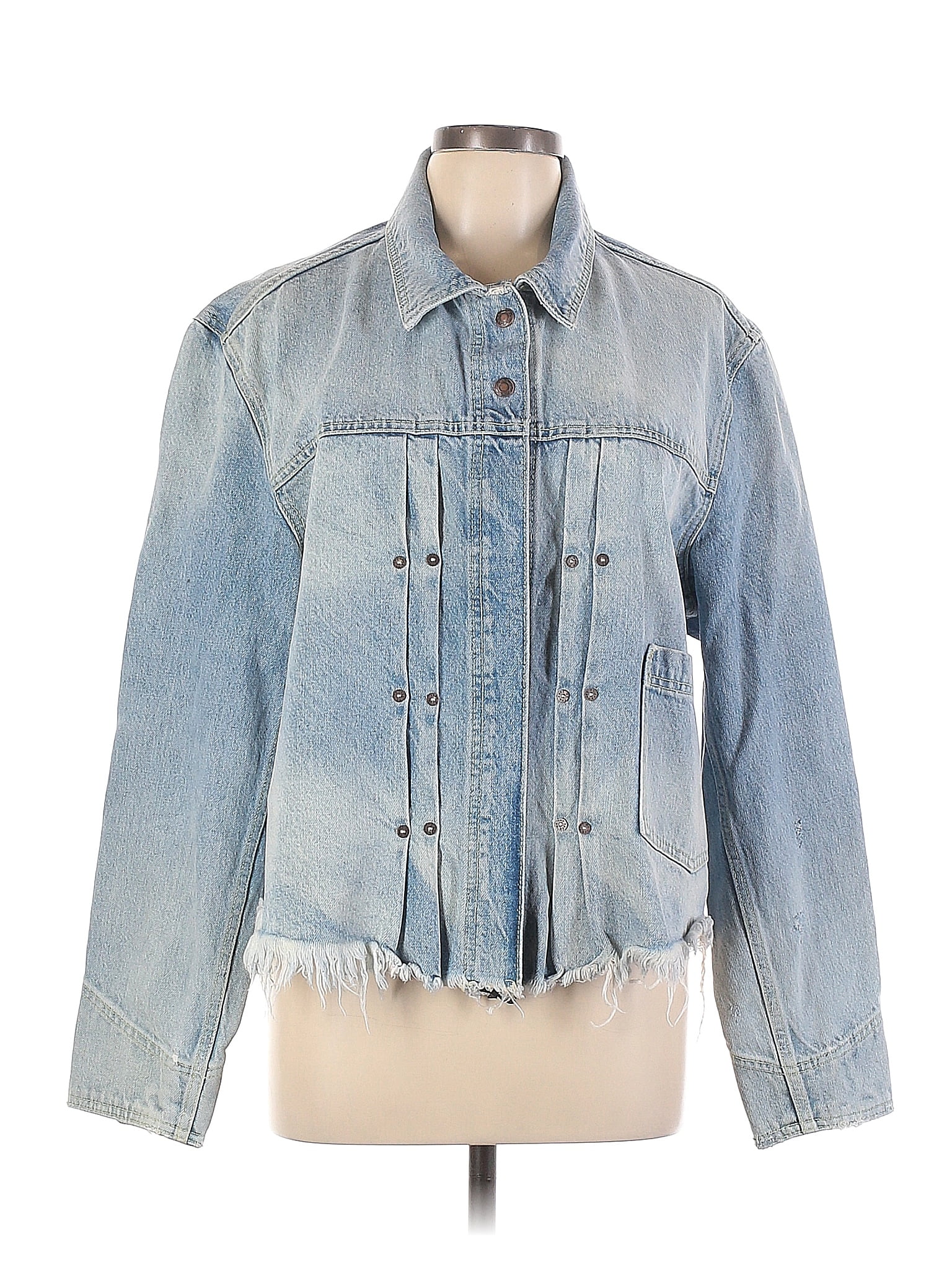 Free People Cotton Blue Denim Jacket Size L Off Thredup