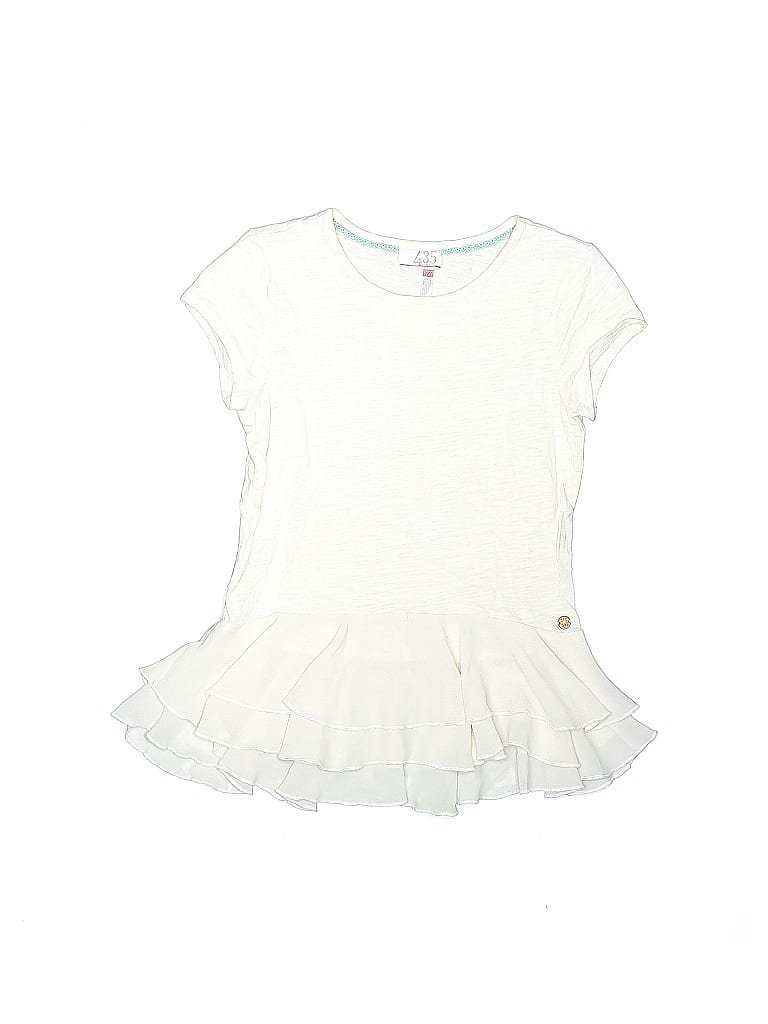 By Matilda Jane Cotton Solid White Ivory Short Sleeve Top Size