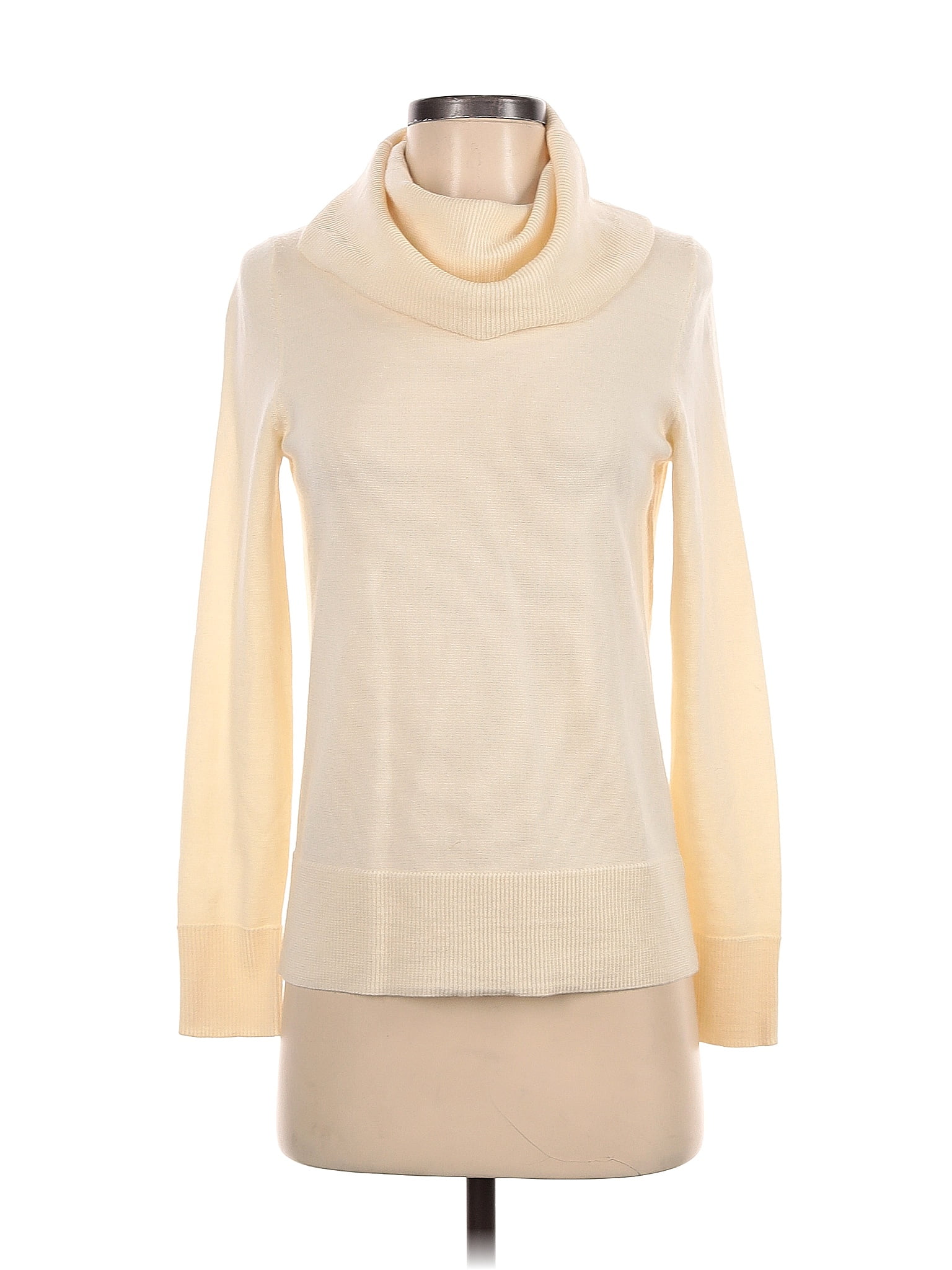 Talbots Merino Wool Color Block Solid Ivory Wool Pullover Sweater