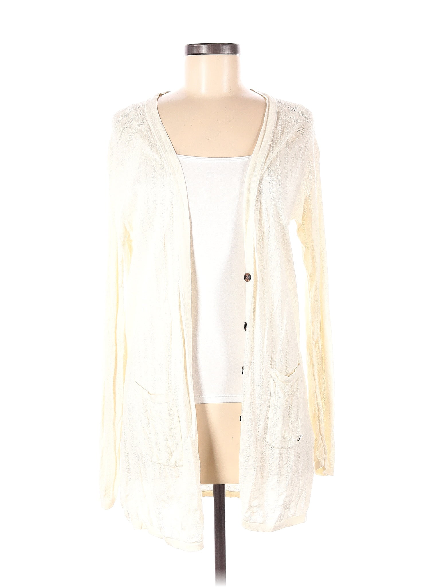 Roxy Color Block Solid Ivory Cardigan Size M 48 Off ThredUP