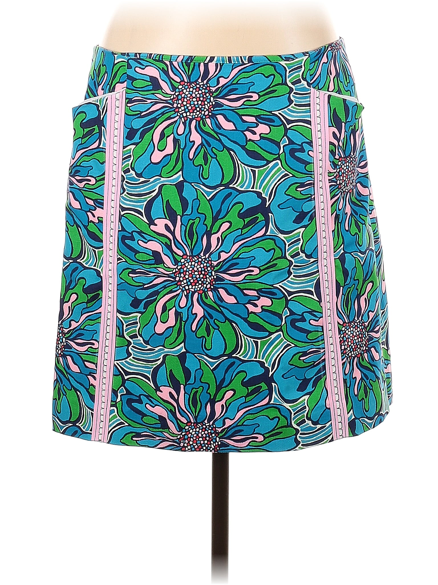 Lilly Pulitzer Floral Multi Color Blue Casual Skirt Size Off