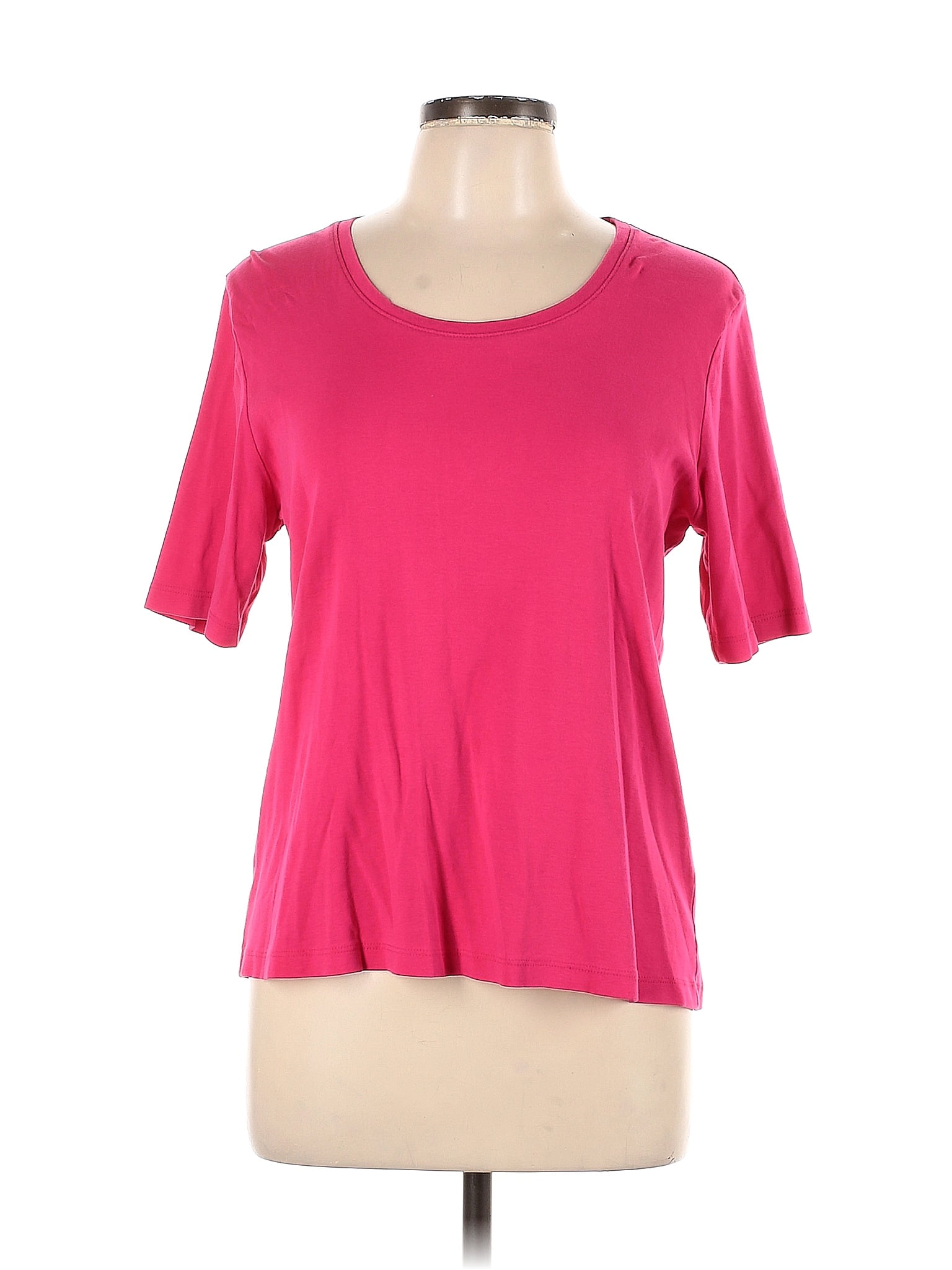 Chico S 100 Cotton Solid Pink Short Sleeve T Shirt Size Lg 2 71