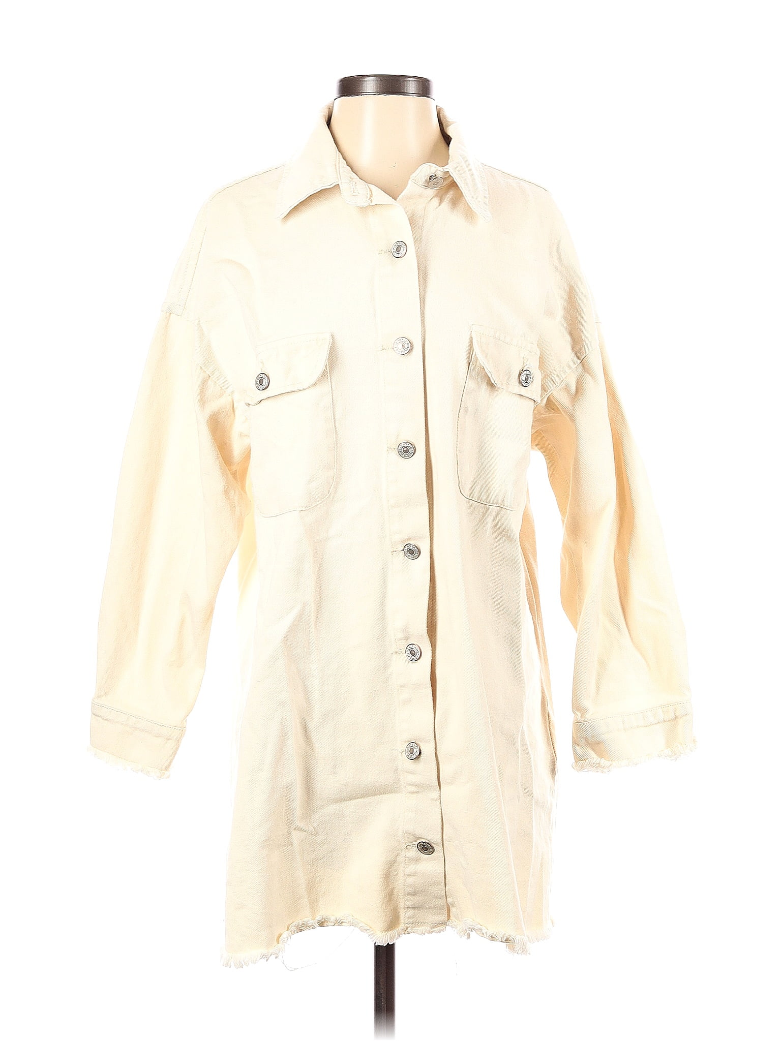 Miss Sparkling Solid Ivory Denim Jacket Size XS 57 Off ThredUP