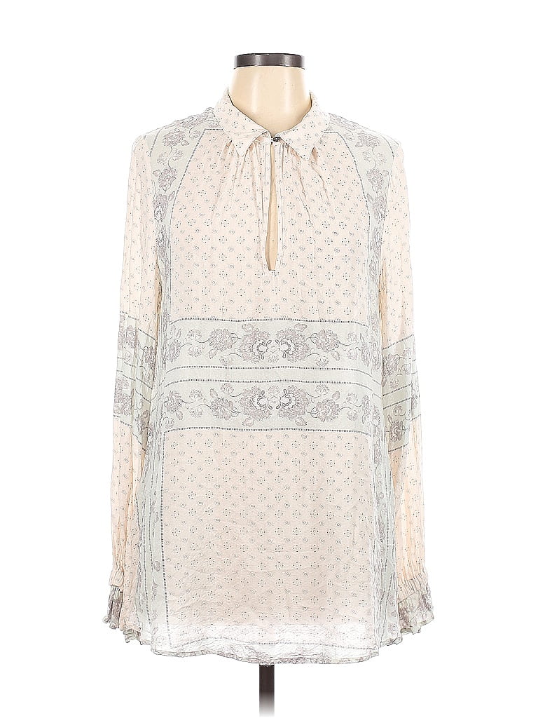 Free People Rayon Ivory Long Sleeve Blouse Size L Off Thredup