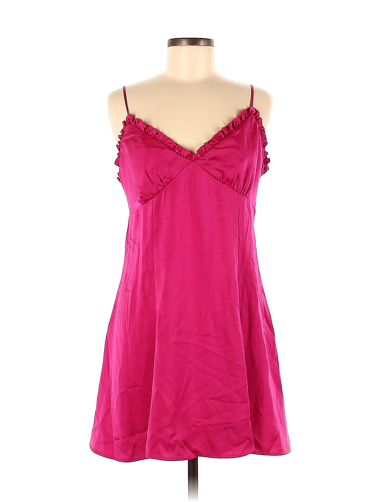 H M 100 Polyester Solid Pink Casual Dress Size M 46 Off ThredUP