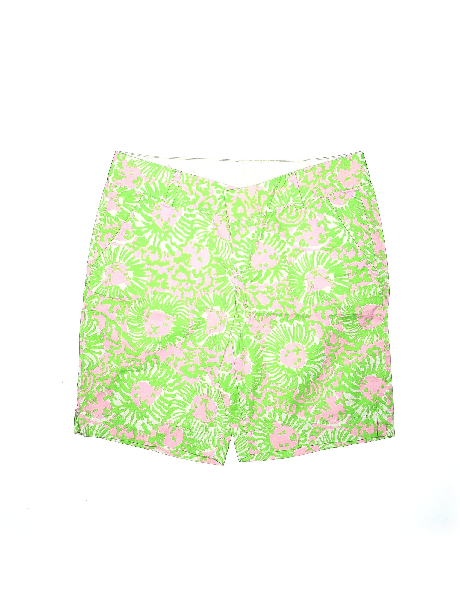 Lilly Pulitzer Cotton Floral Green Shorts Size Off Thredup