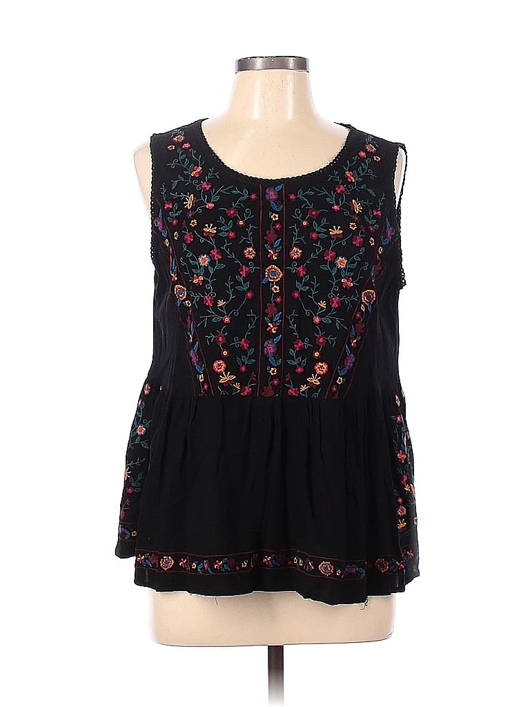 Umgee Floral Black Sleeveless Blouse Size L Off Thredup