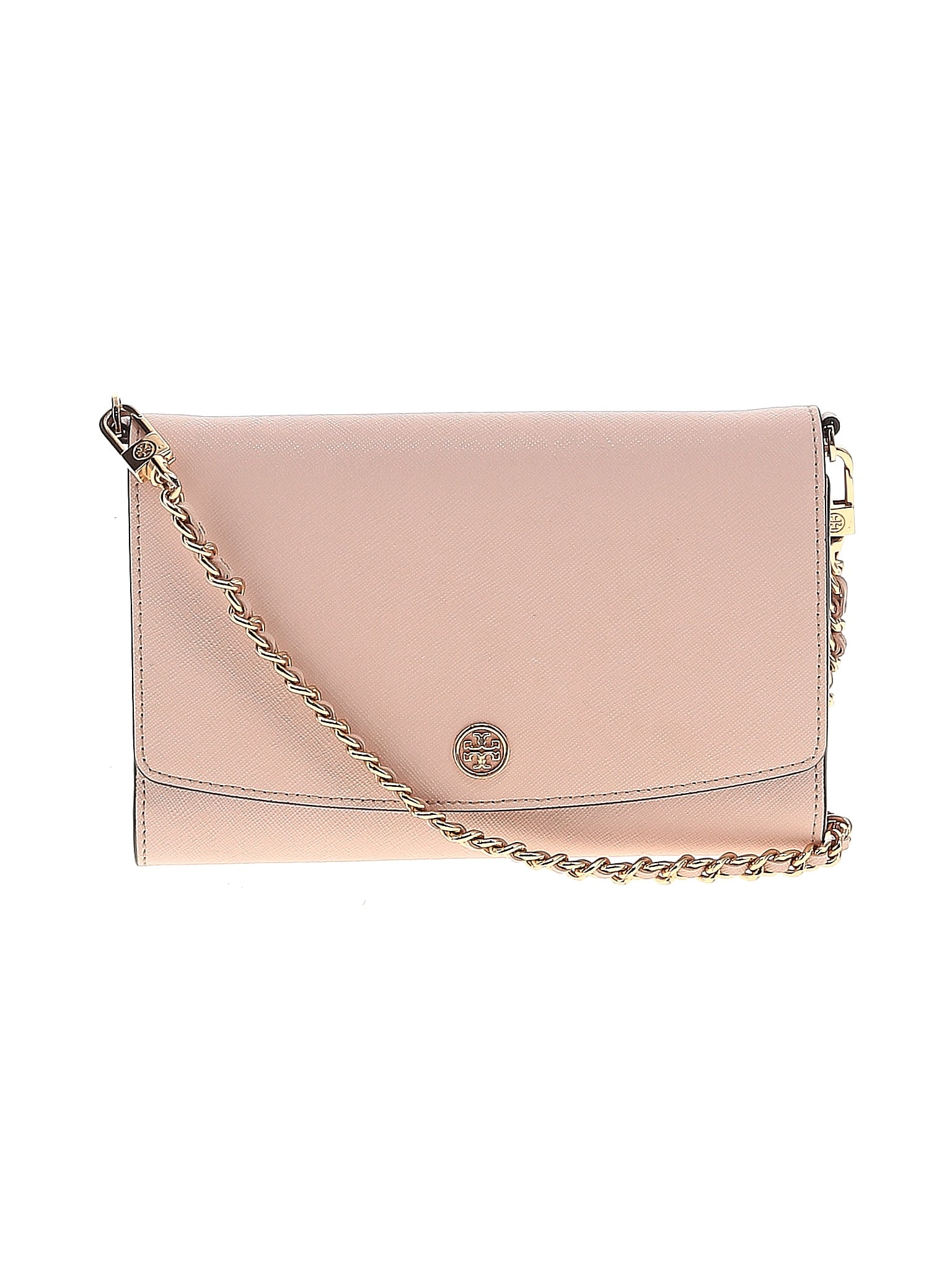 Tory Burch Leather Solid Pink Leather Crossbody Bag One Size