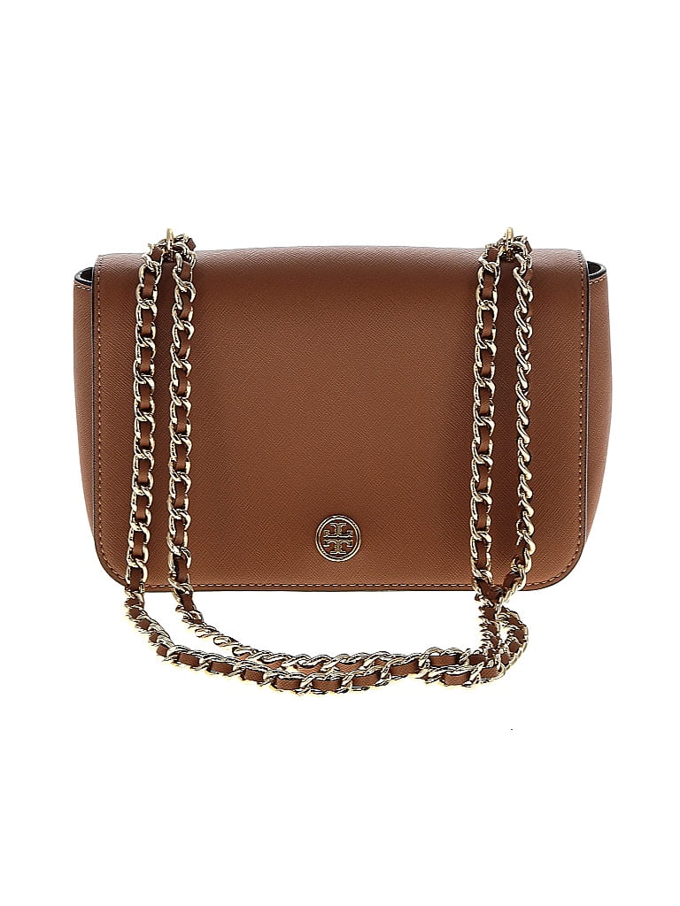 Tory Burch Leather Solid Brown Leather Shoulder Bag One Size