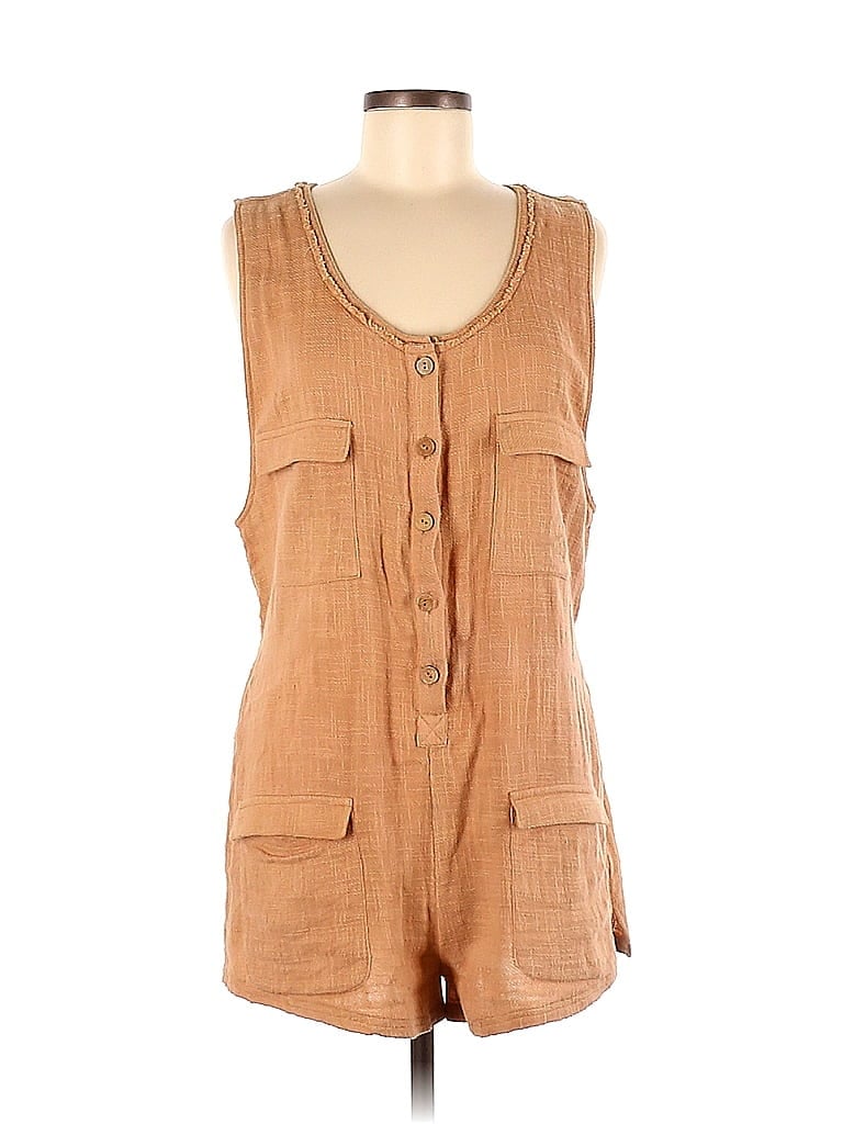 Free People Cotton Solid Tan Romper Size M Off Thredup