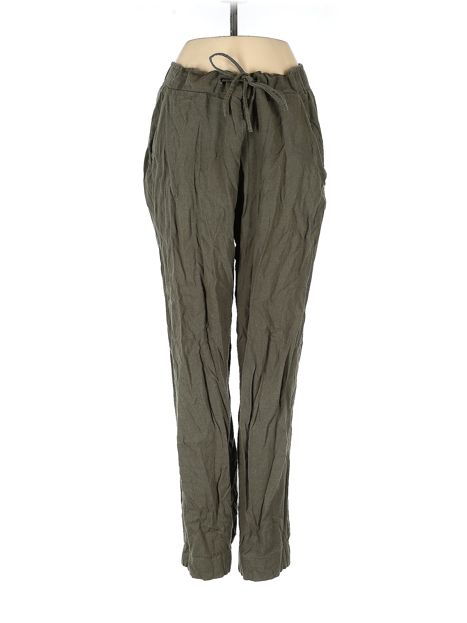 Jules Leopold Solid Green Linen Pants Size S Off Thredup