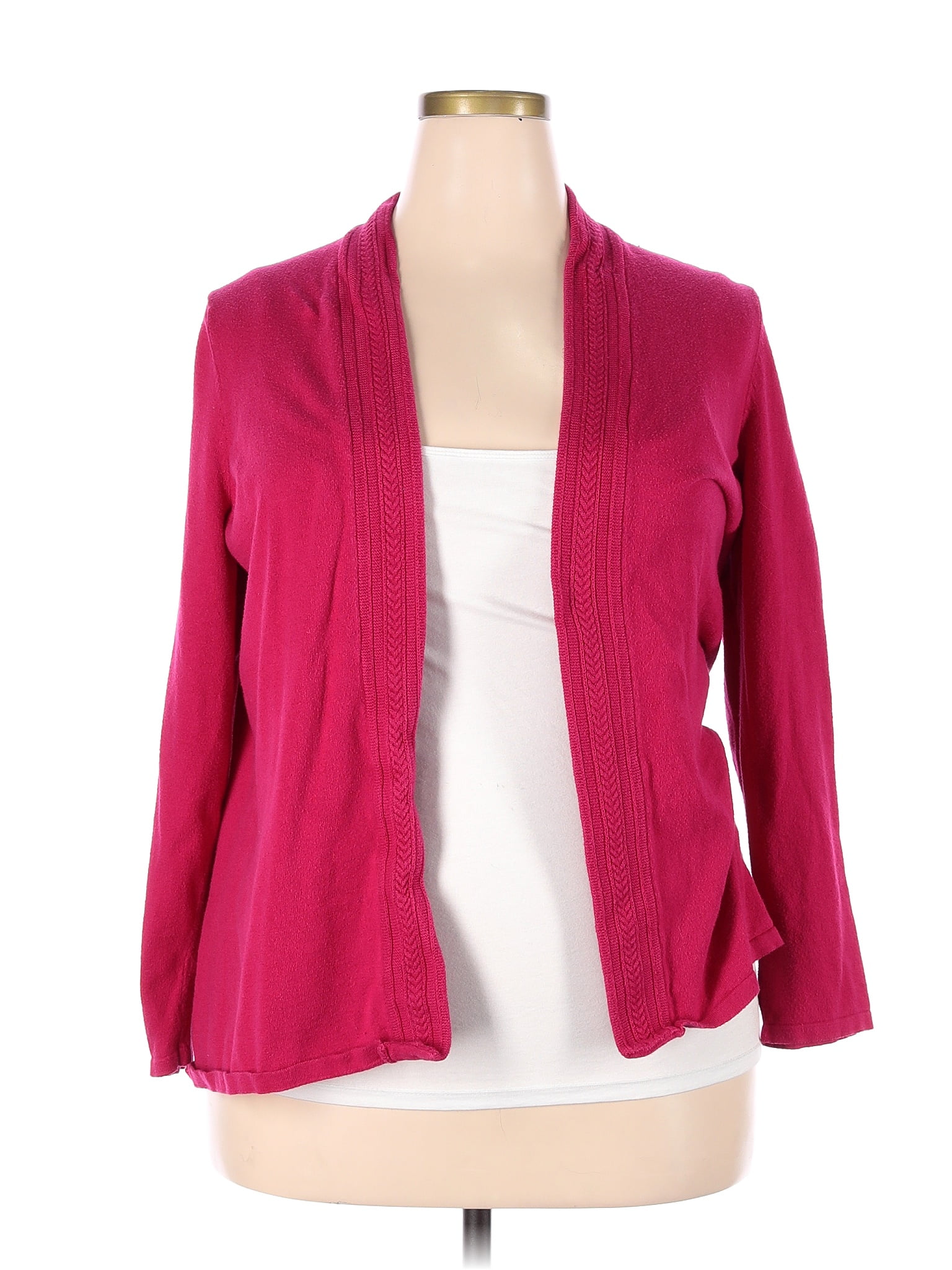 Talbots Outlet Color Block Solid Burgundy Cardigan Size 2X Plus 43