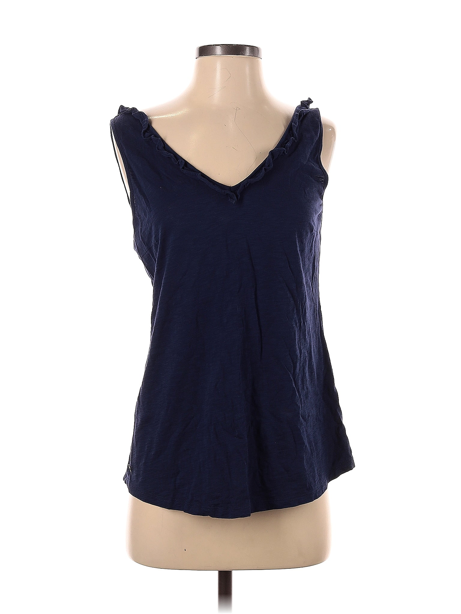 Lilly Pulitzer Cotton Solid Navy Blue Sleeveless Top Size Xs