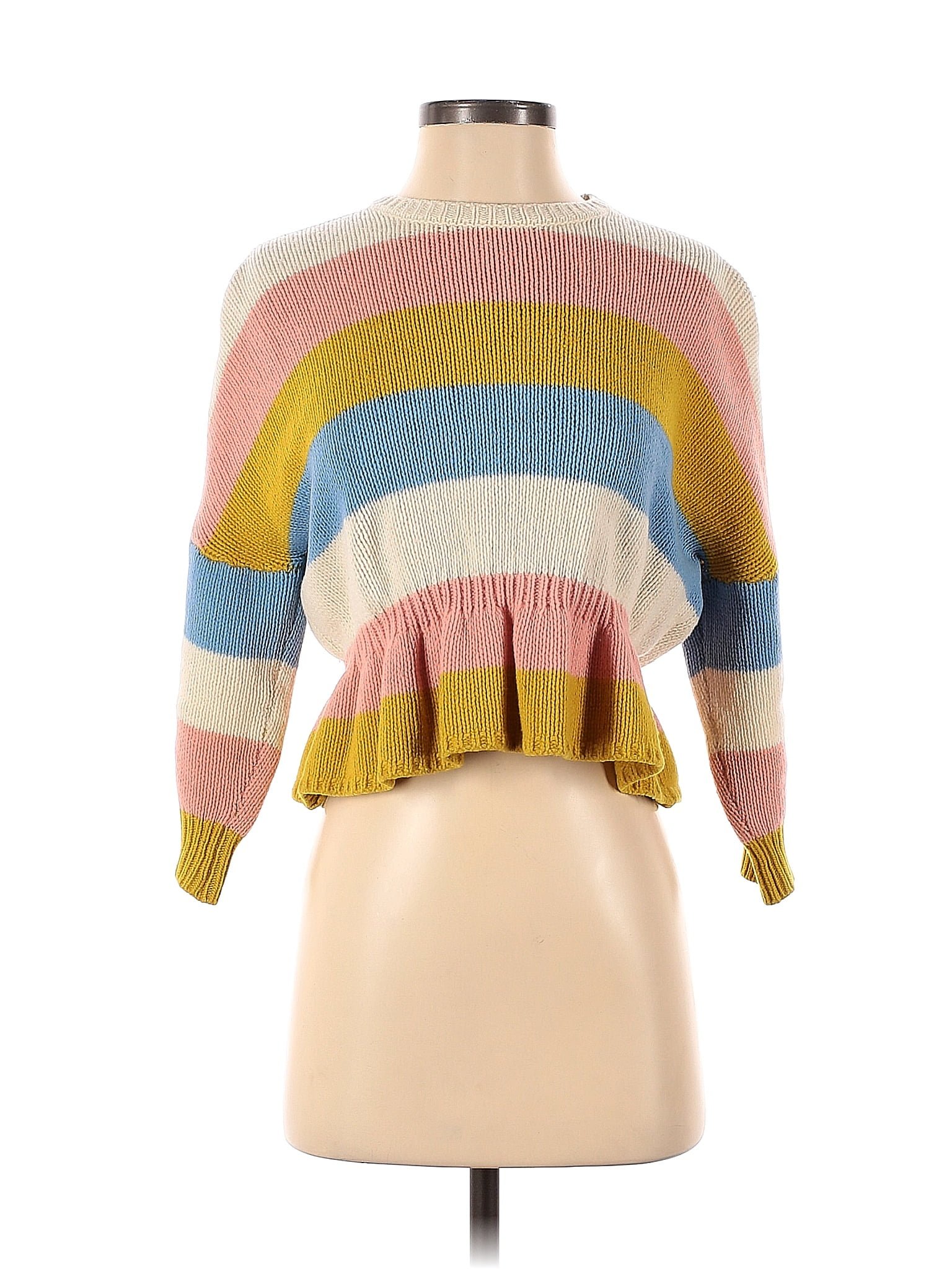 RED Valentino 100 Wool Color Block Stripes Pink Pastel Striped Sweater