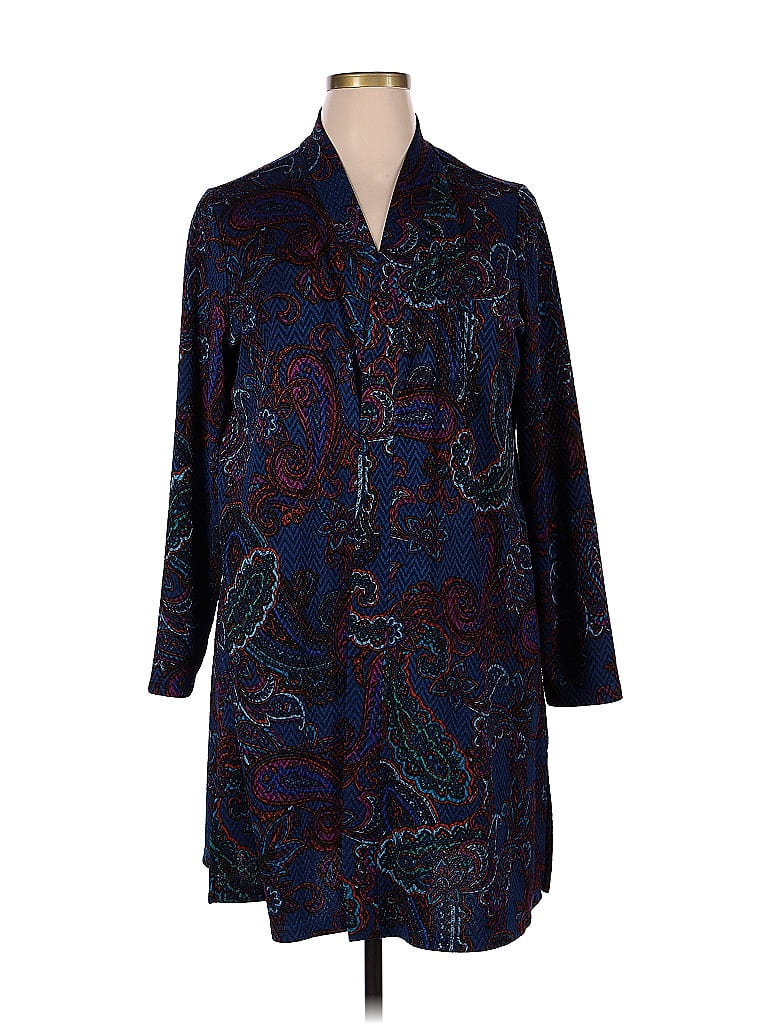 Susan Graver Paisley Multi Color Blue Cardigan Size XL 70 Off ThredUP