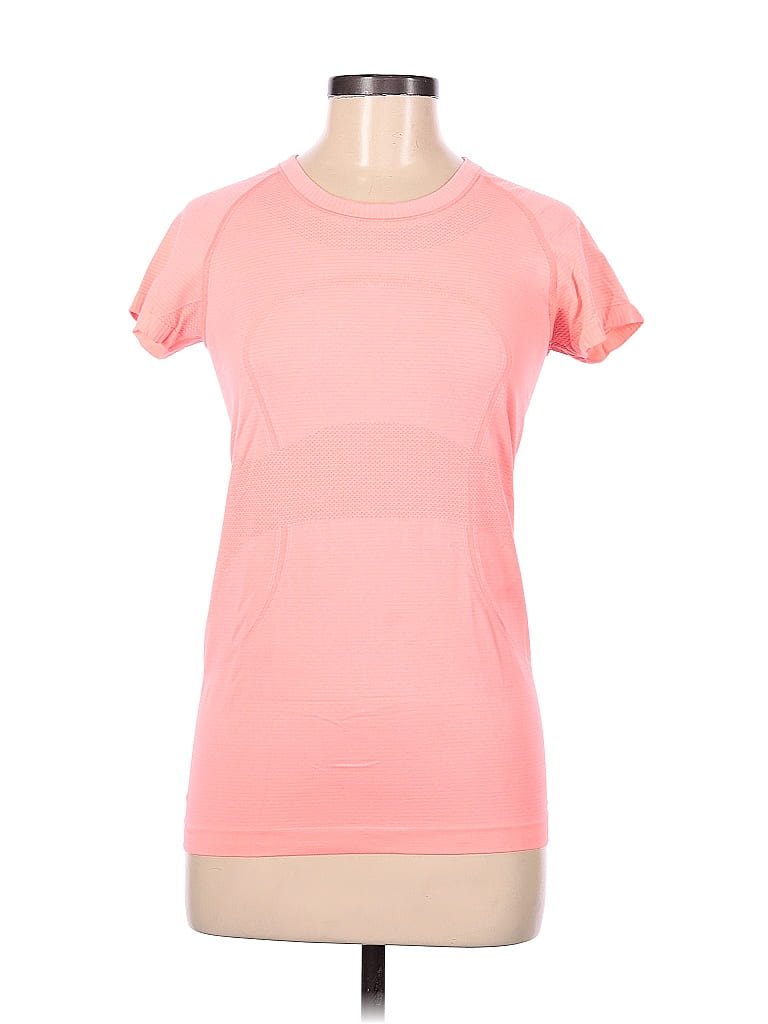 Lululemon Athletica Color Block Solid Pink Active T Shirt Size 8 35