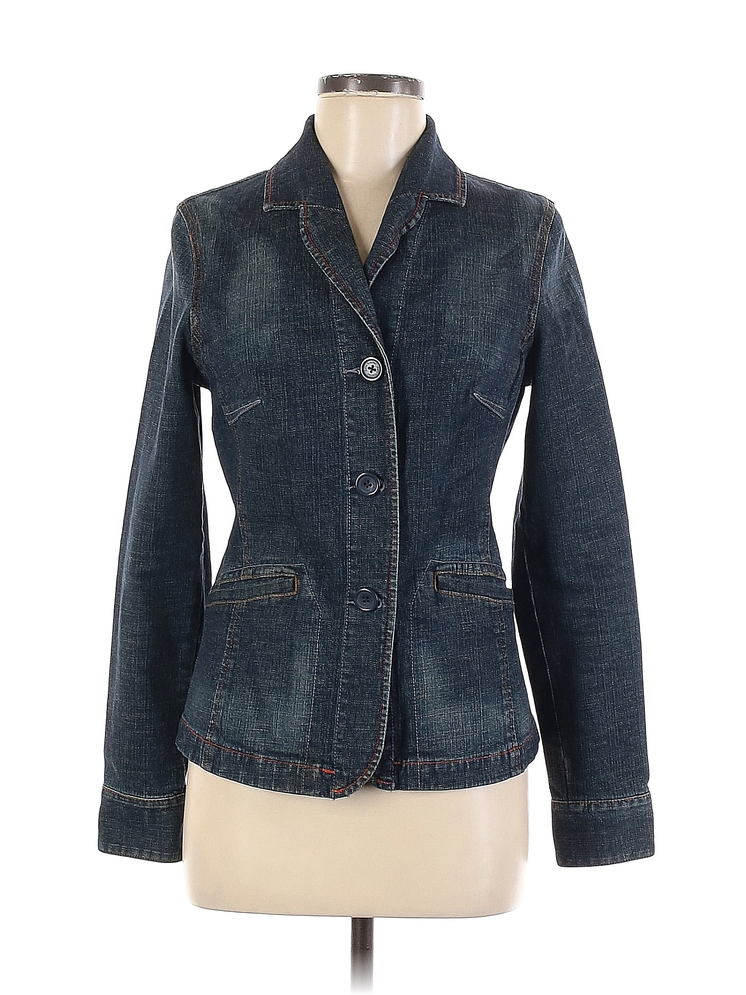 Daisy Fuentes Solid Blue Denim Jacket Size M Off Thredup