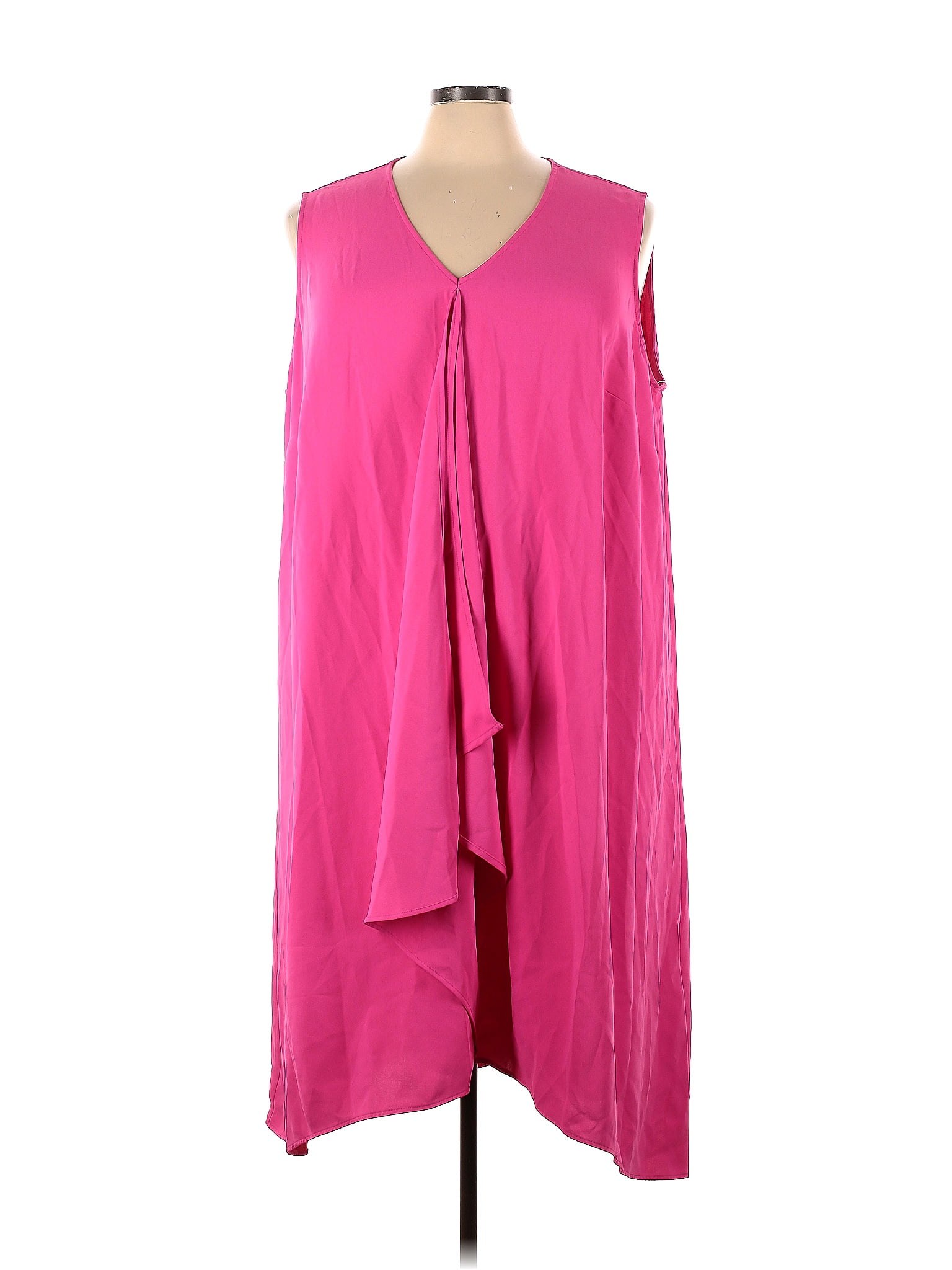 Catherines Polyester Solid Pink Casual Dress Size X Plus