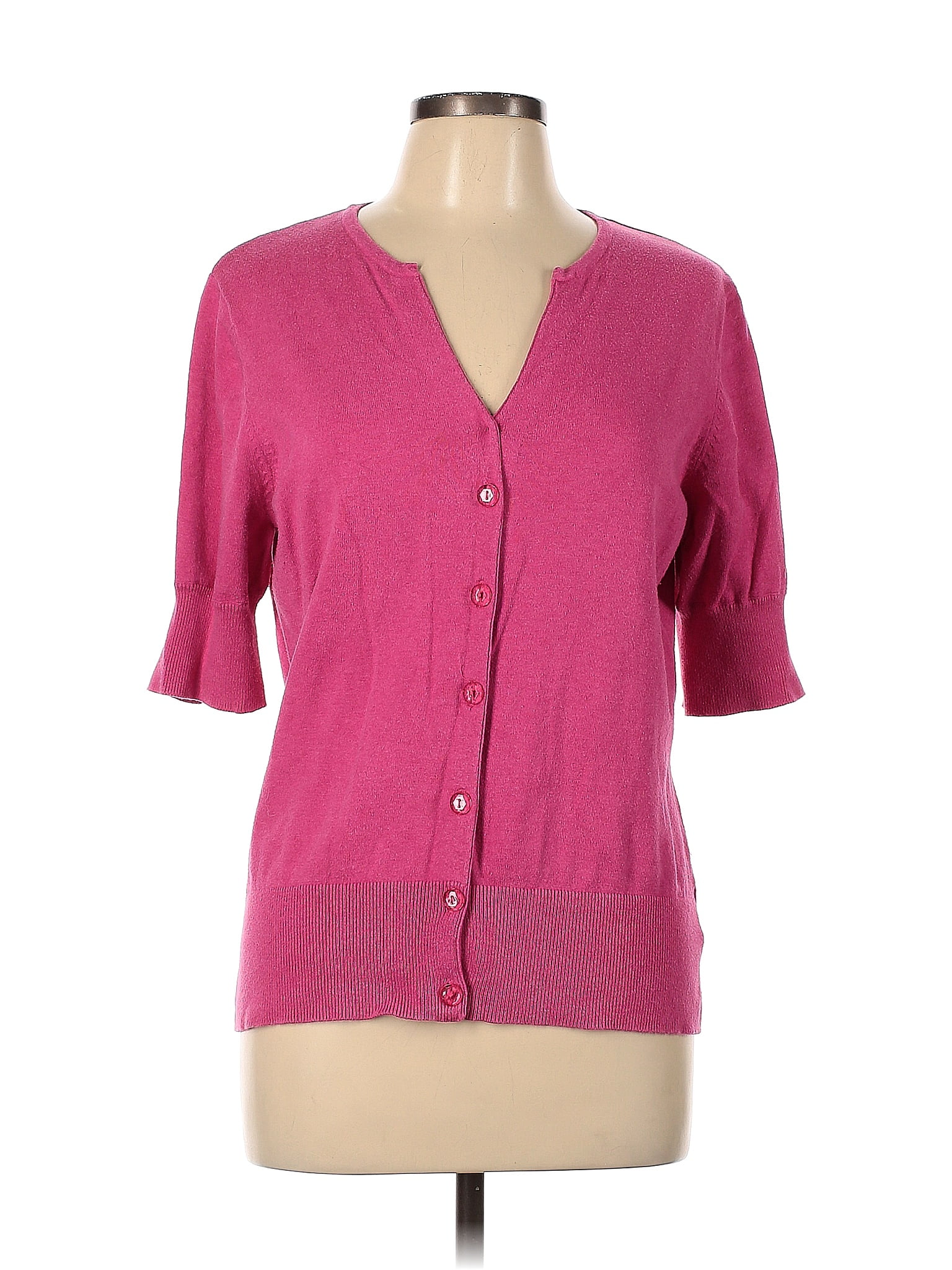 Kersh Color Block Solid Pink Cardigan Size L 75 Off ThredUP