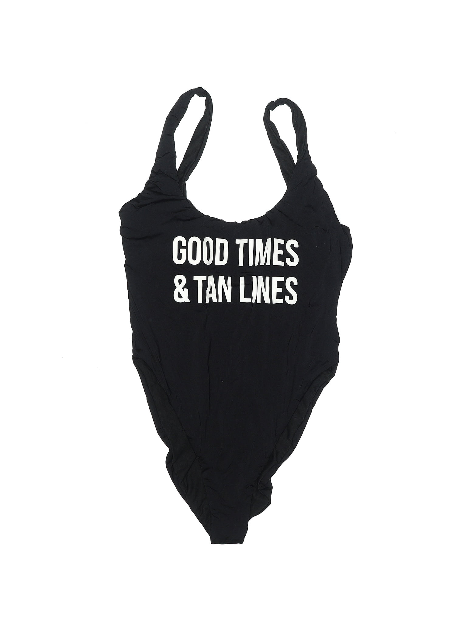 The Bikini Lab Graphic Solid Black One Piece Swimsuit Size M Off