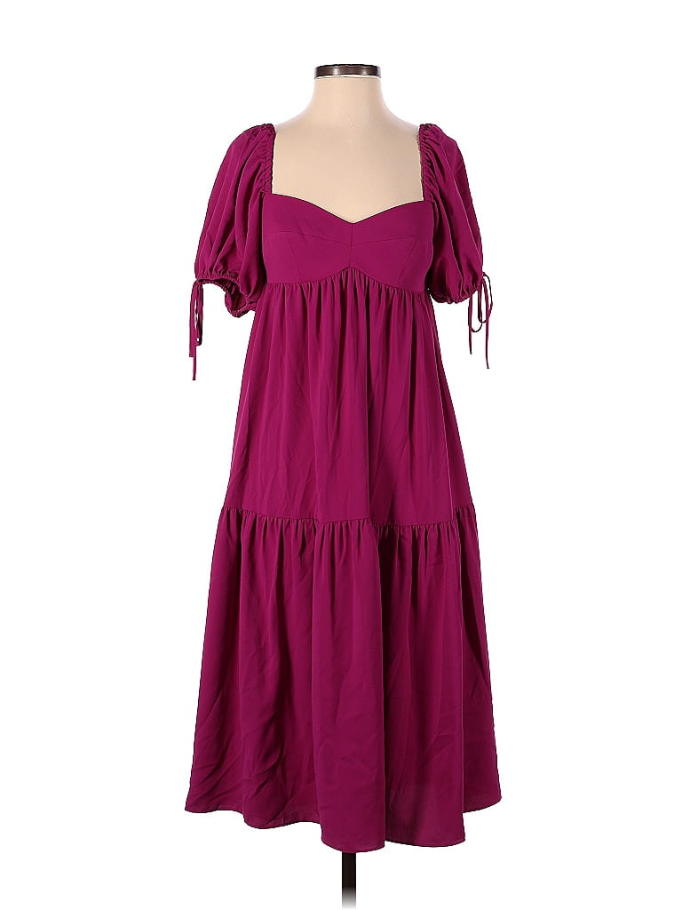 Amanda Uprichard Polyester Solid Burgundy Casual Dress Size S