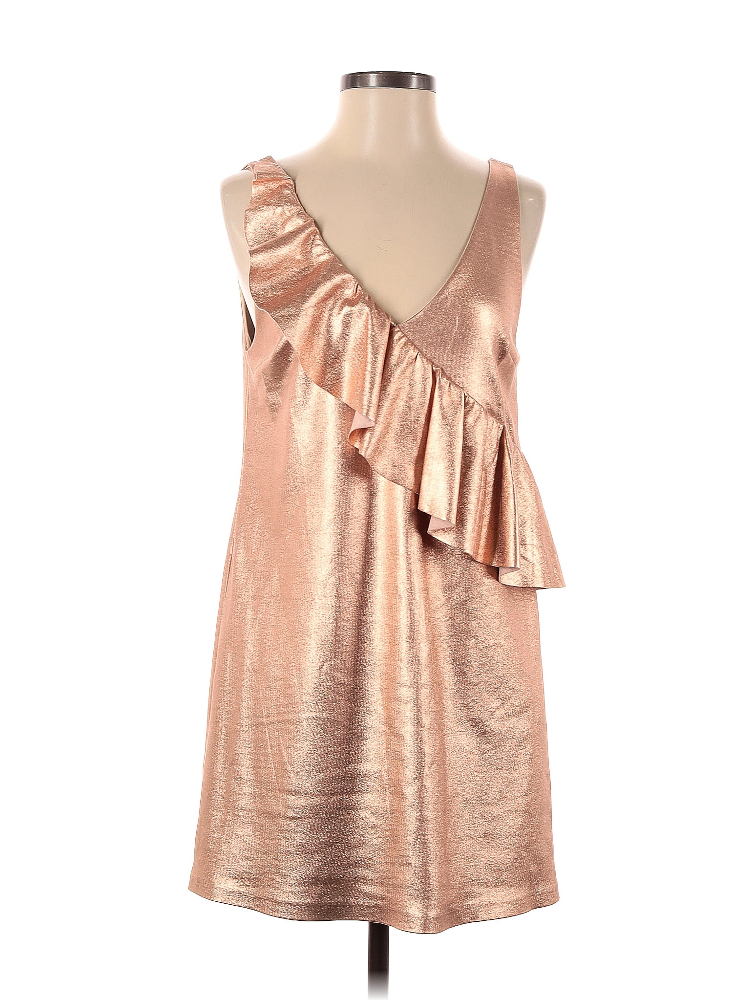 Trafaluc By Zara Solid Metallic Gold Casual Dress Size S Off