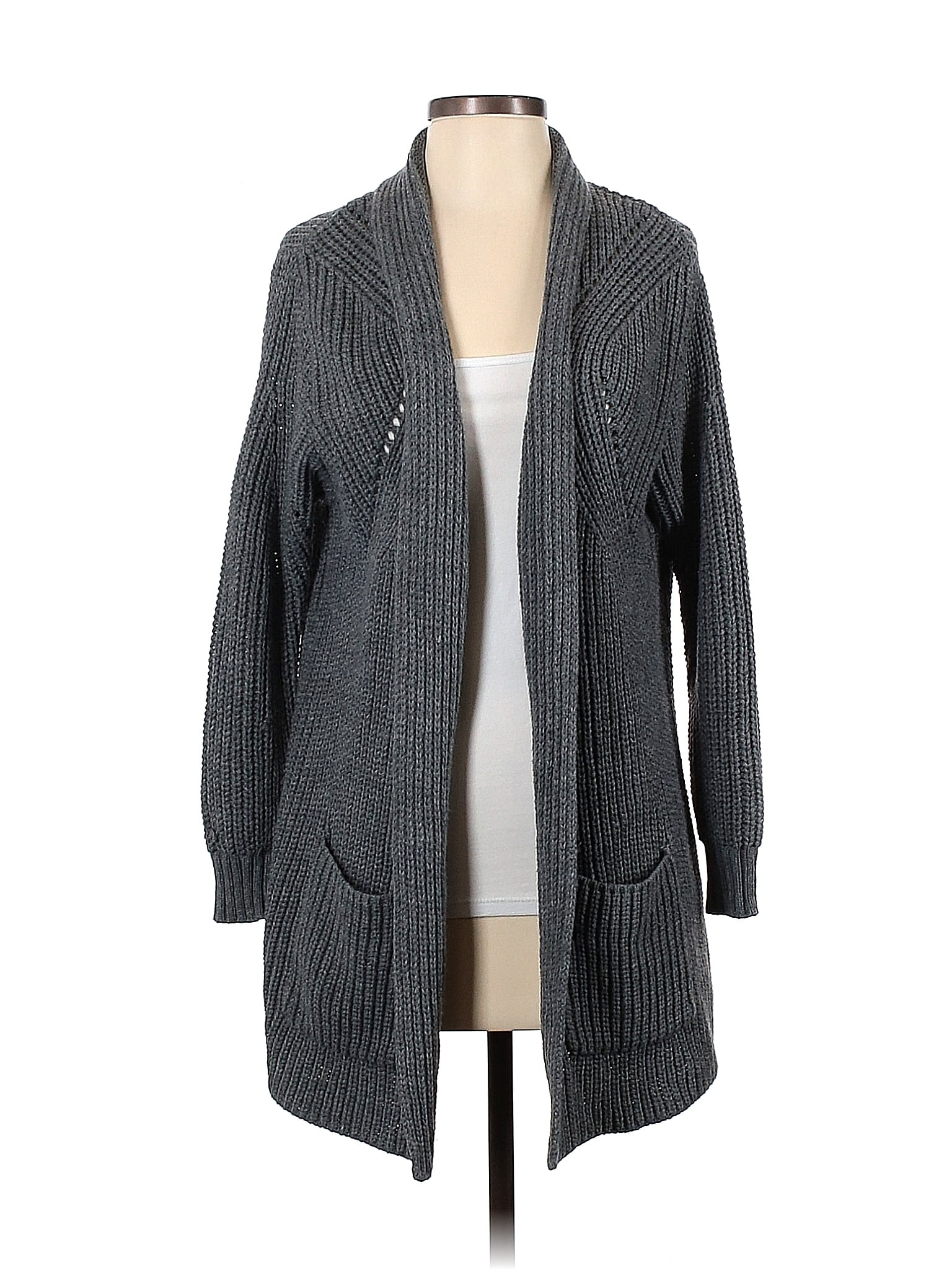 Assorted Brands Acrylic Color Block Solid Gray Cardigan Size S