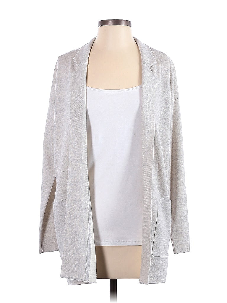 Eileen Fisher Color Block Solid Gray Tan Wool Cardigan Size XXS 77