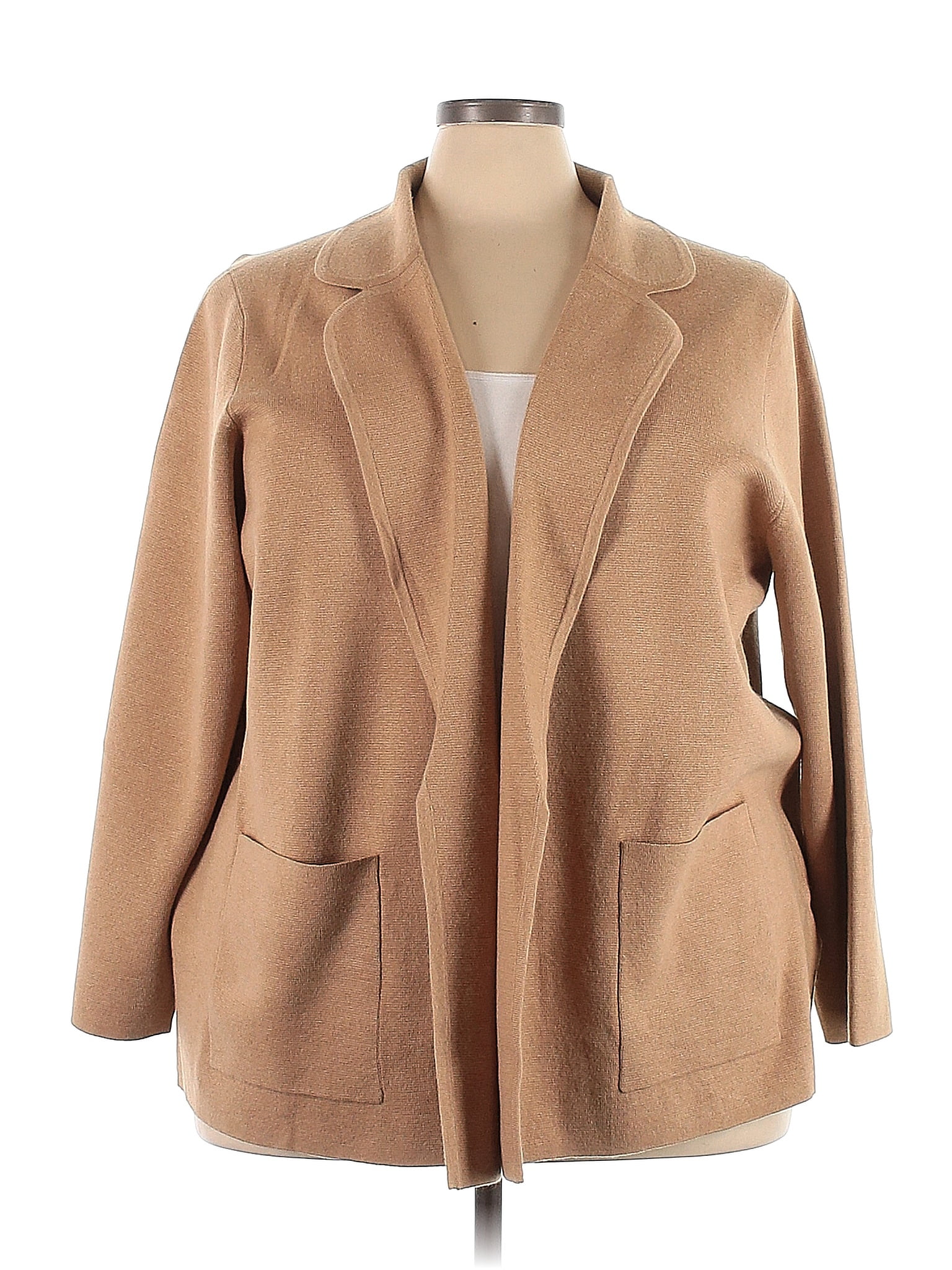 J Crew Color Block Solid Tan Cardigan Size 3X Plus 55 Off ThredUP