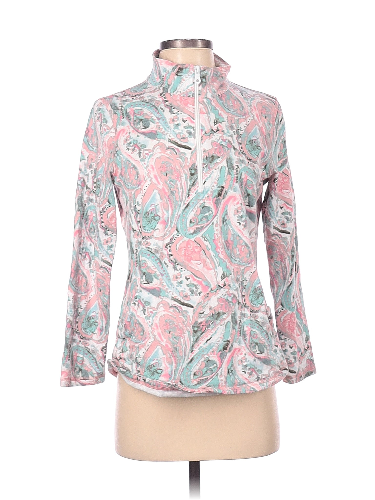 T By Talbots Paisley Multi Color Pink Track Jacket Size S 70 Off